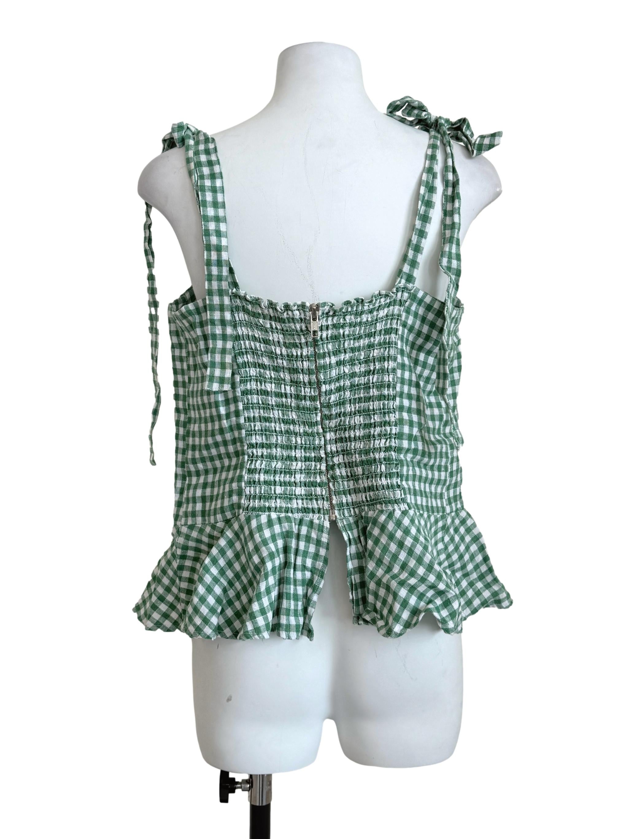 Fern Green Checkered Top