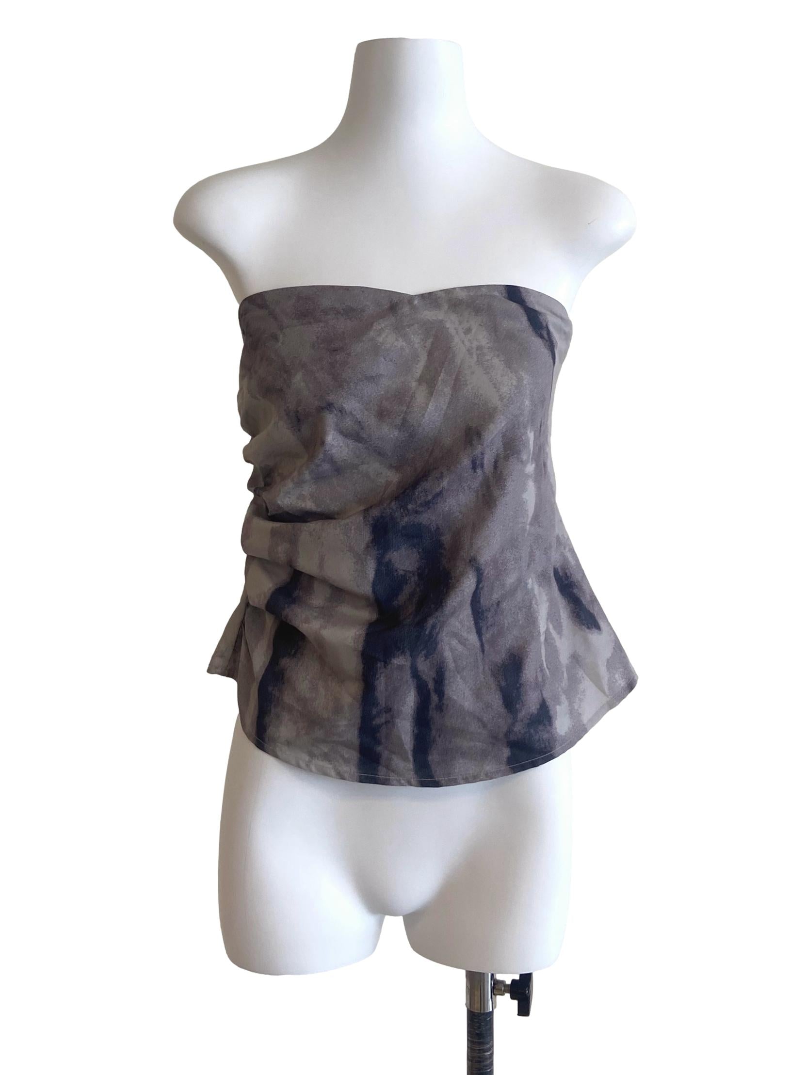 Grey & Black Strapless Crop Top TTR
