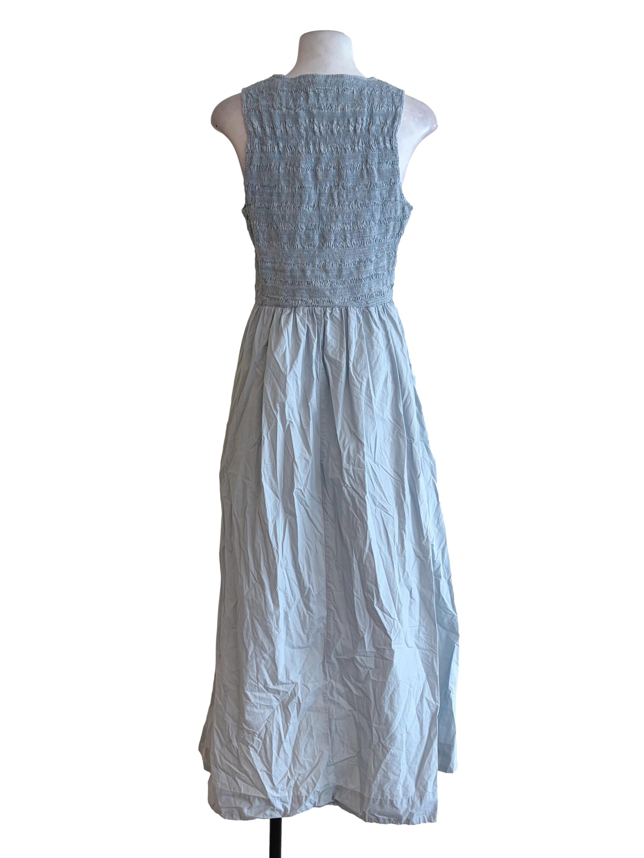 Icy Blue Textured Sleeveless Dress