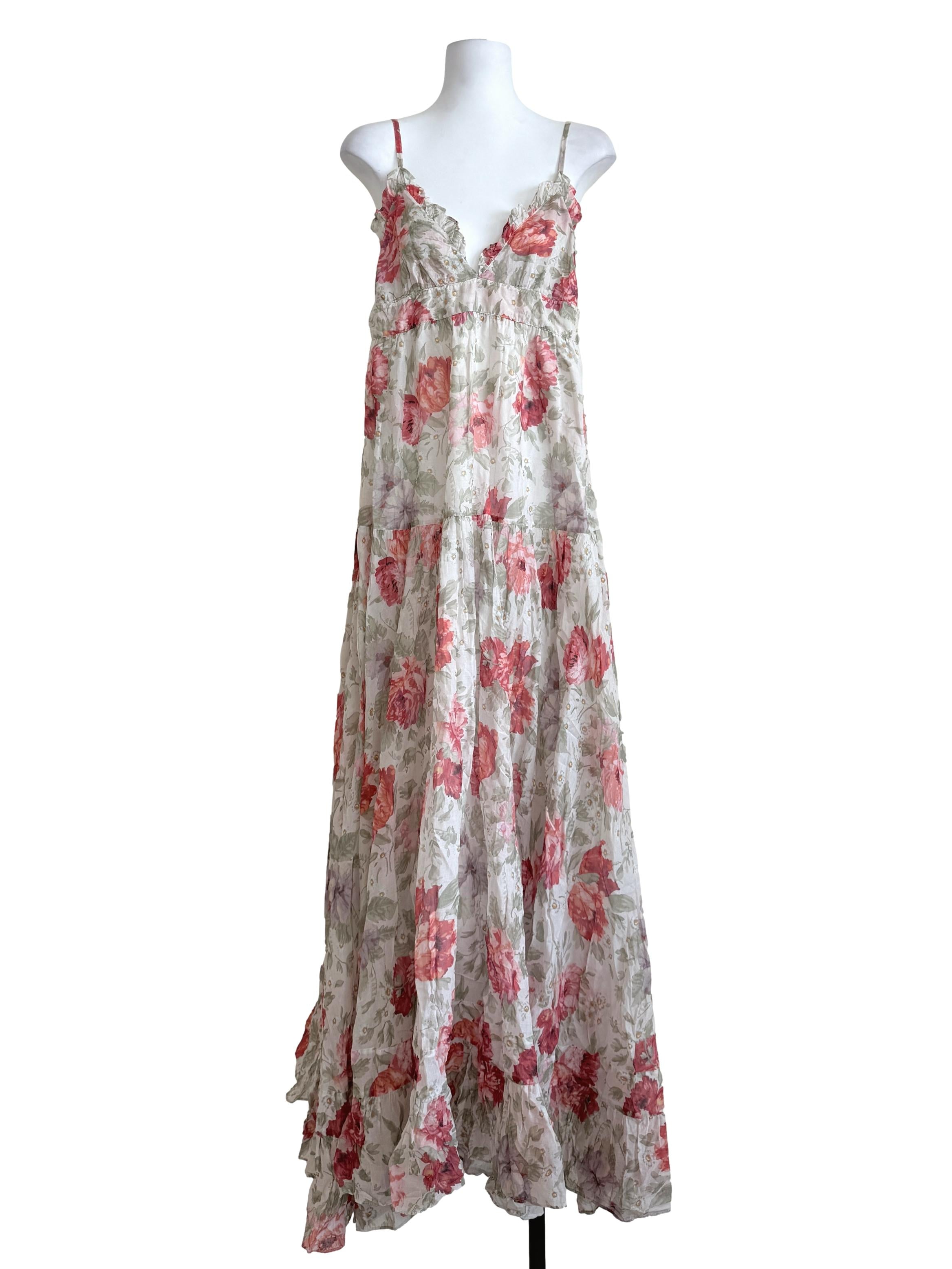 Multicolor Flower Printed Drop Waist Dress