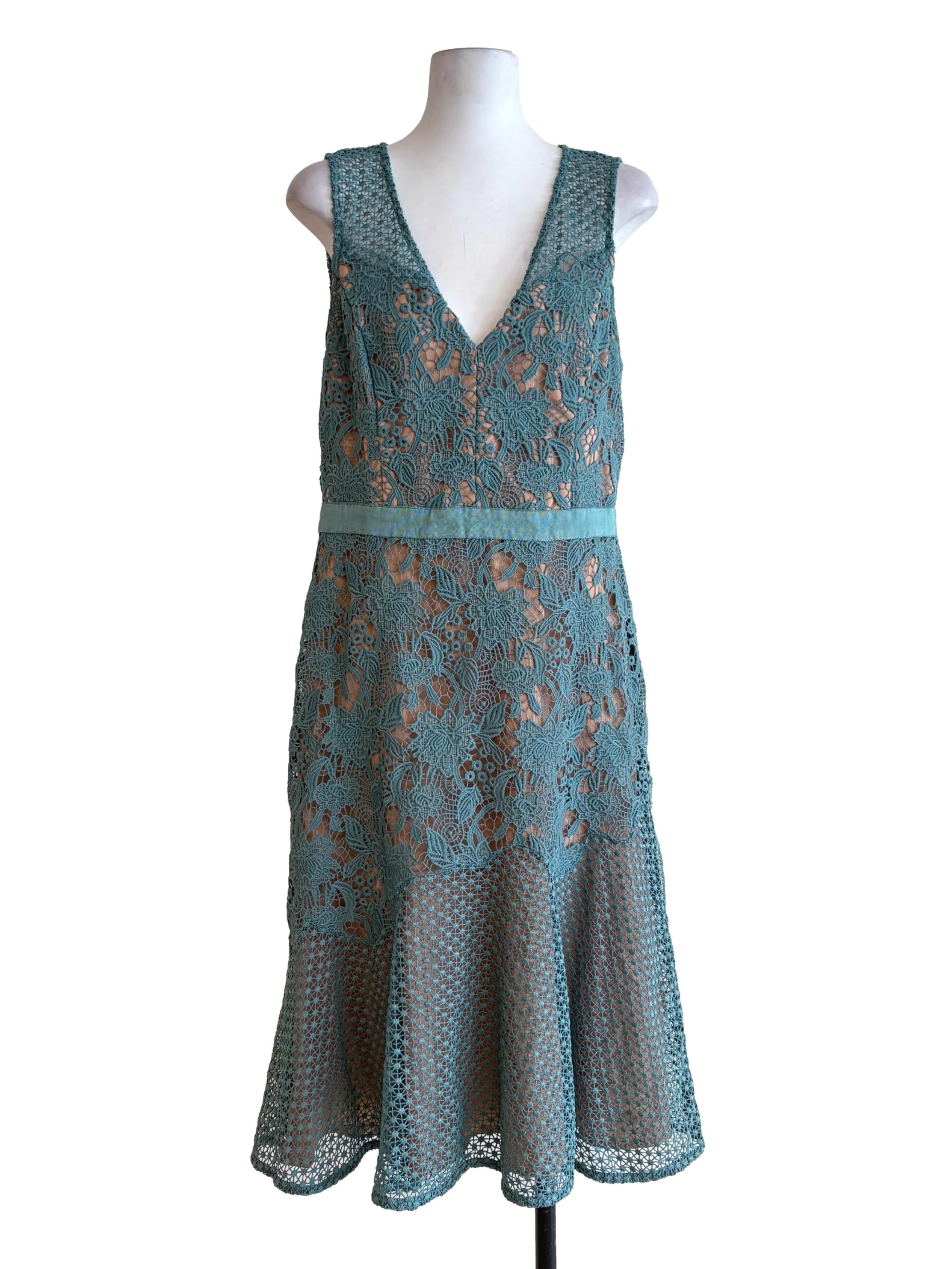 Cerulean Blue Laced Sleeveless Shift Dress