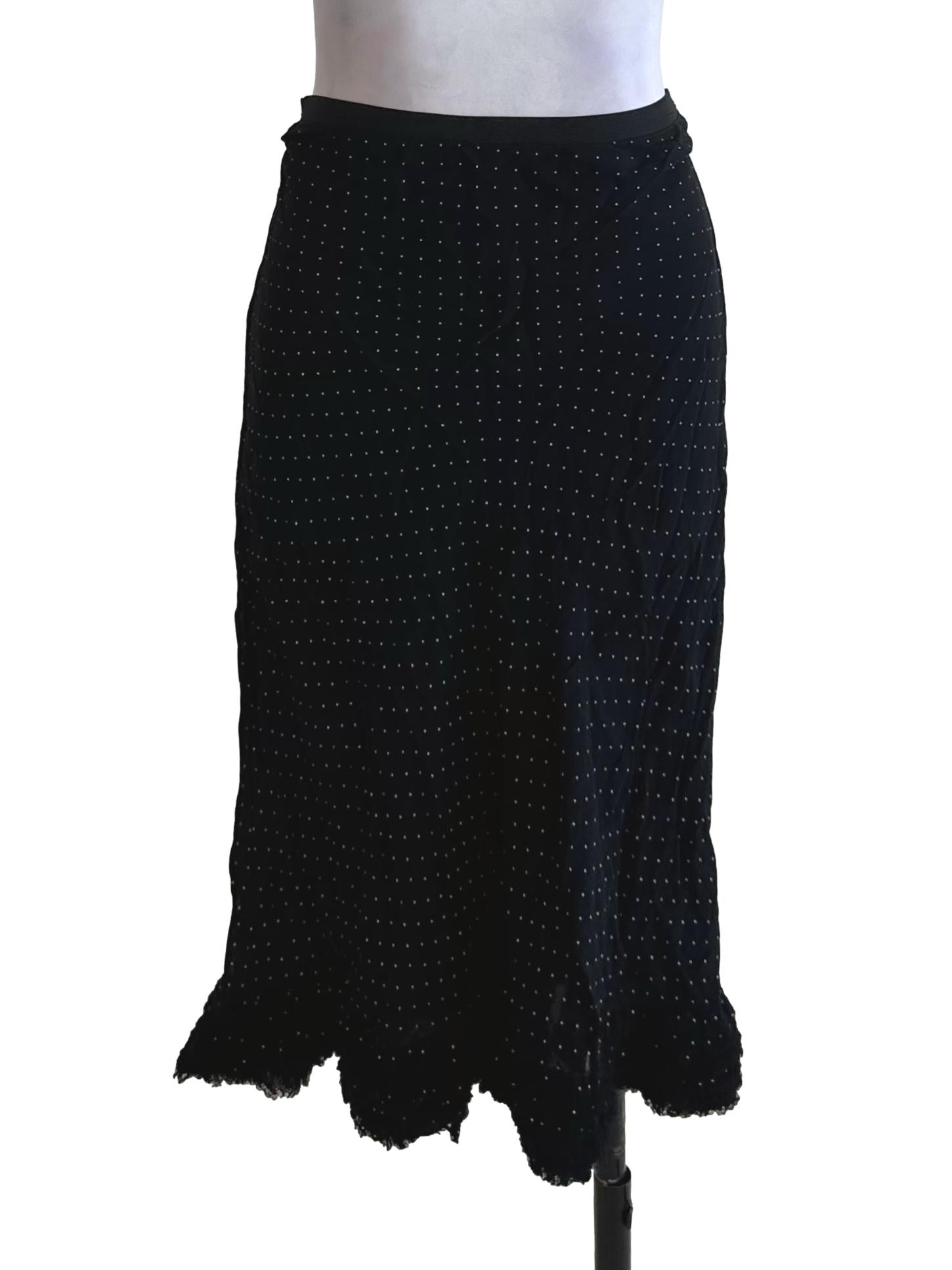 Raven Black Polkadot Chiffon Skirt