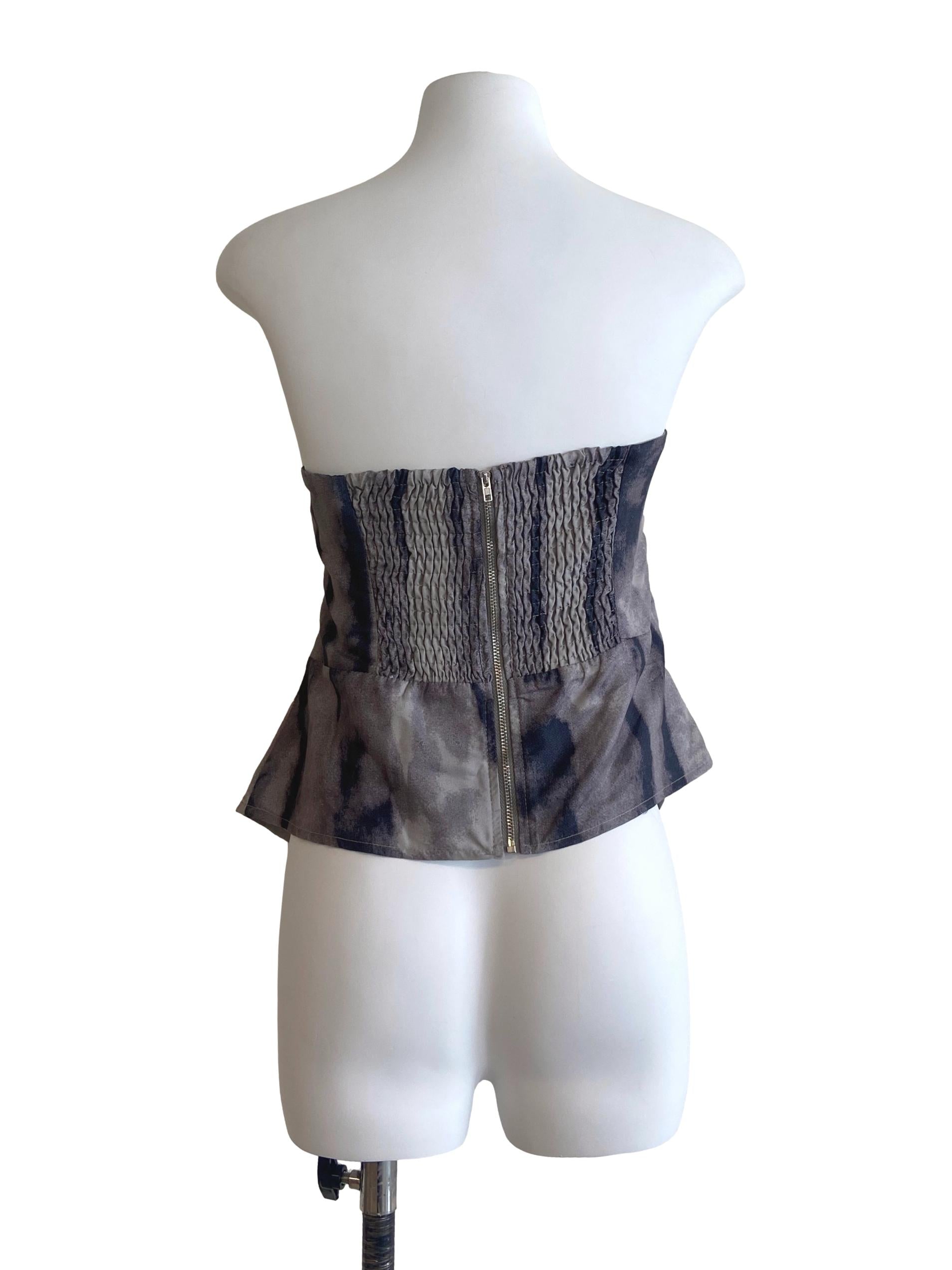 Grey & Black Strapless Crop Top TTR