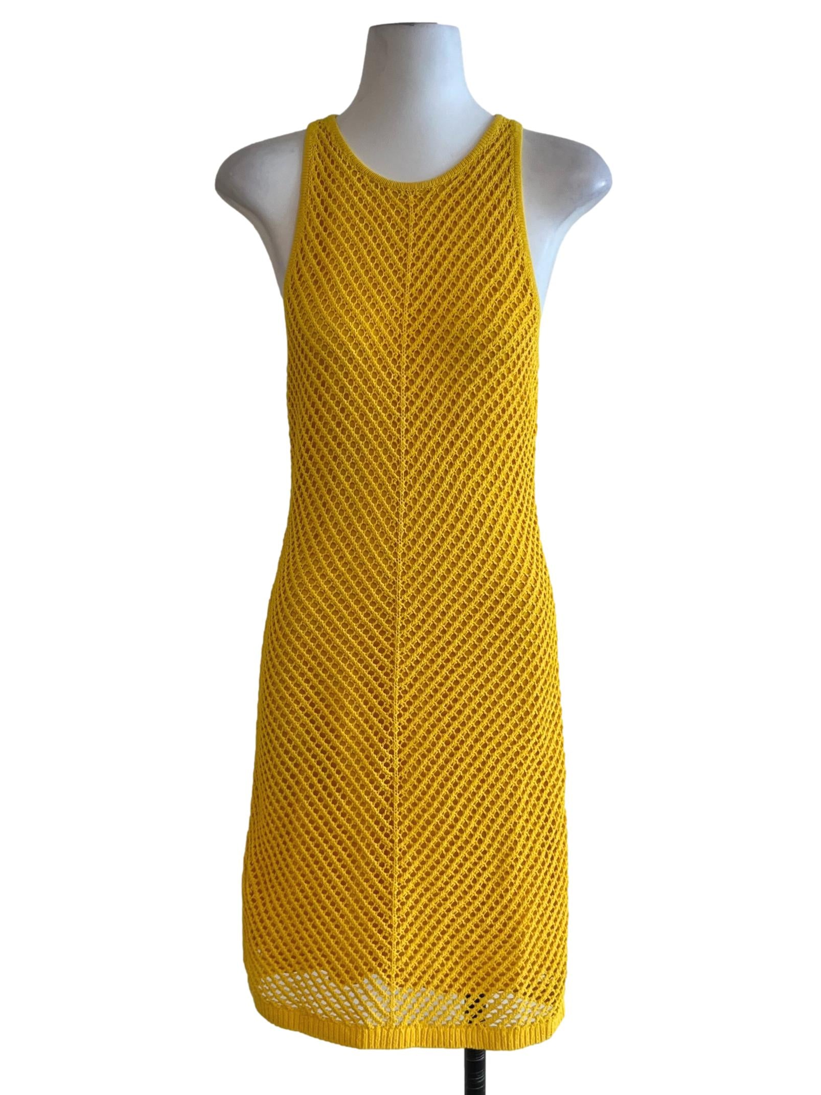 Butter Yellow Crochet Sheath Dress