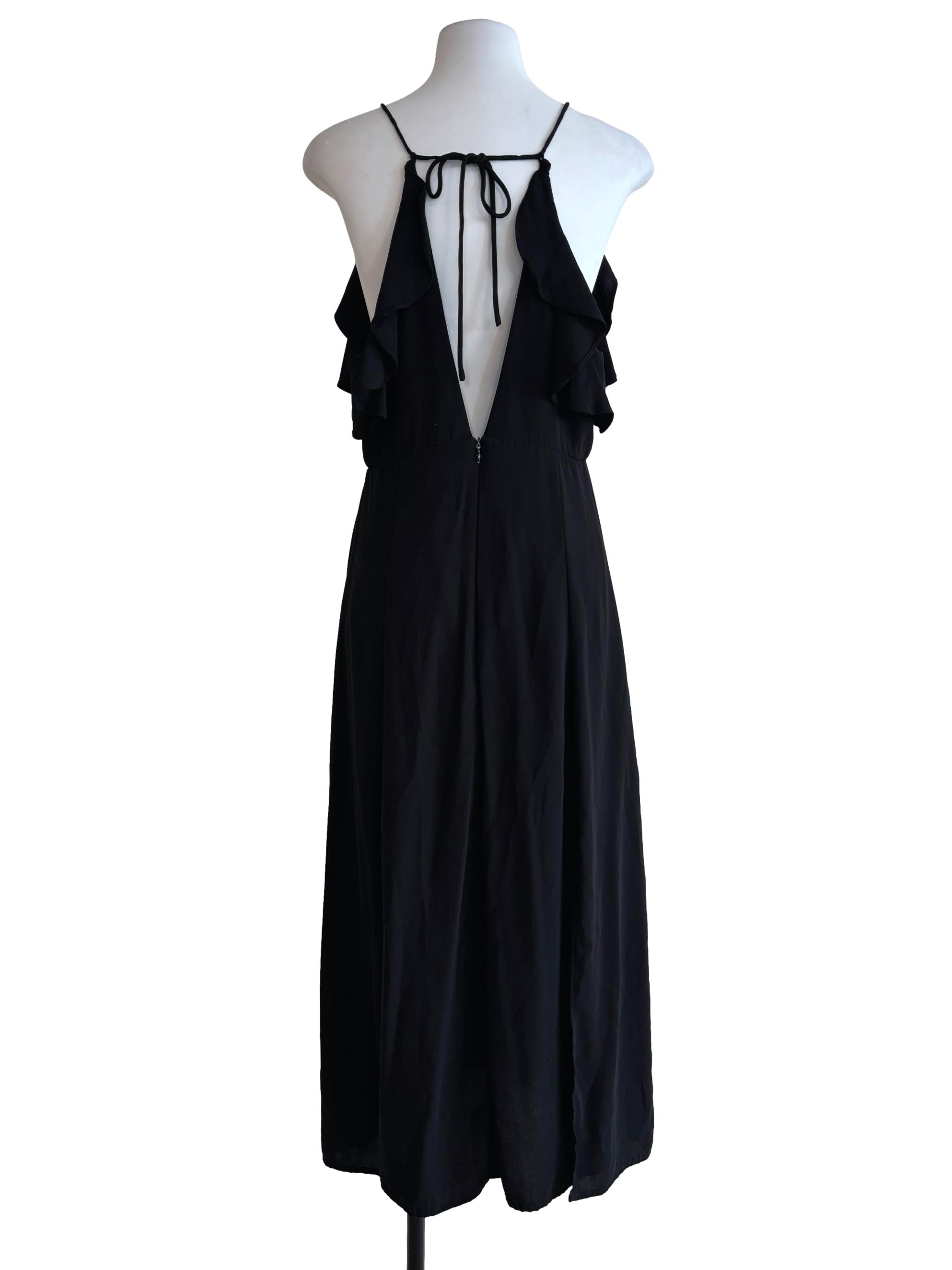 Raven Black V-Neck A-Line Dress