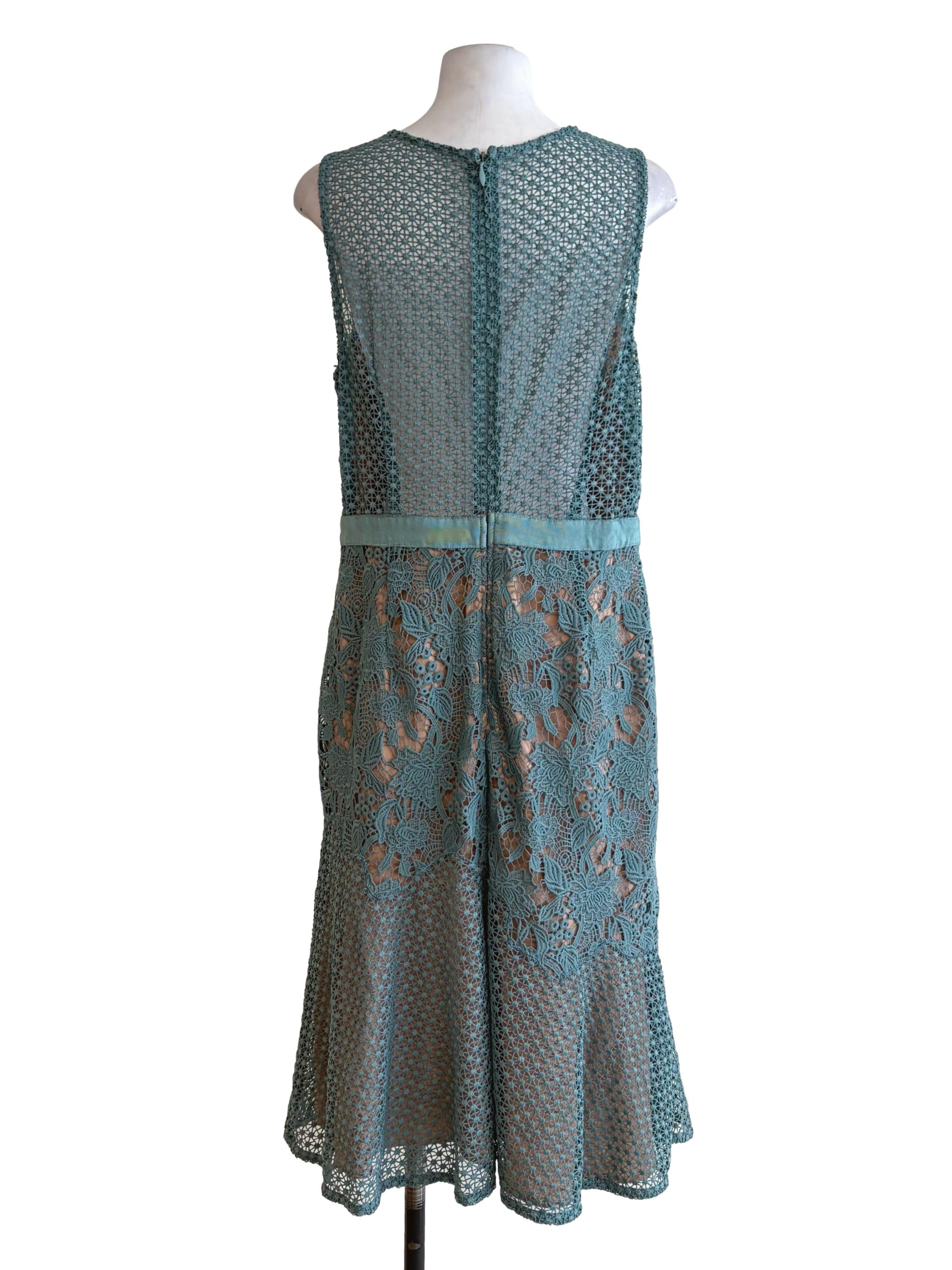 Cerulean Blue Laced Sleeveless Shift Dress