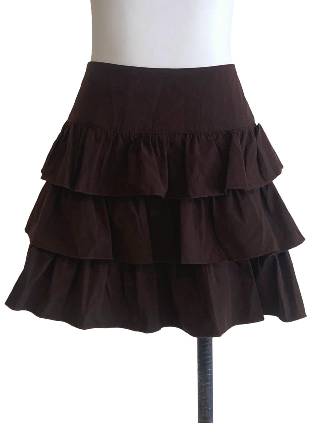 Penny Brown Layered Mini Skirt YHF