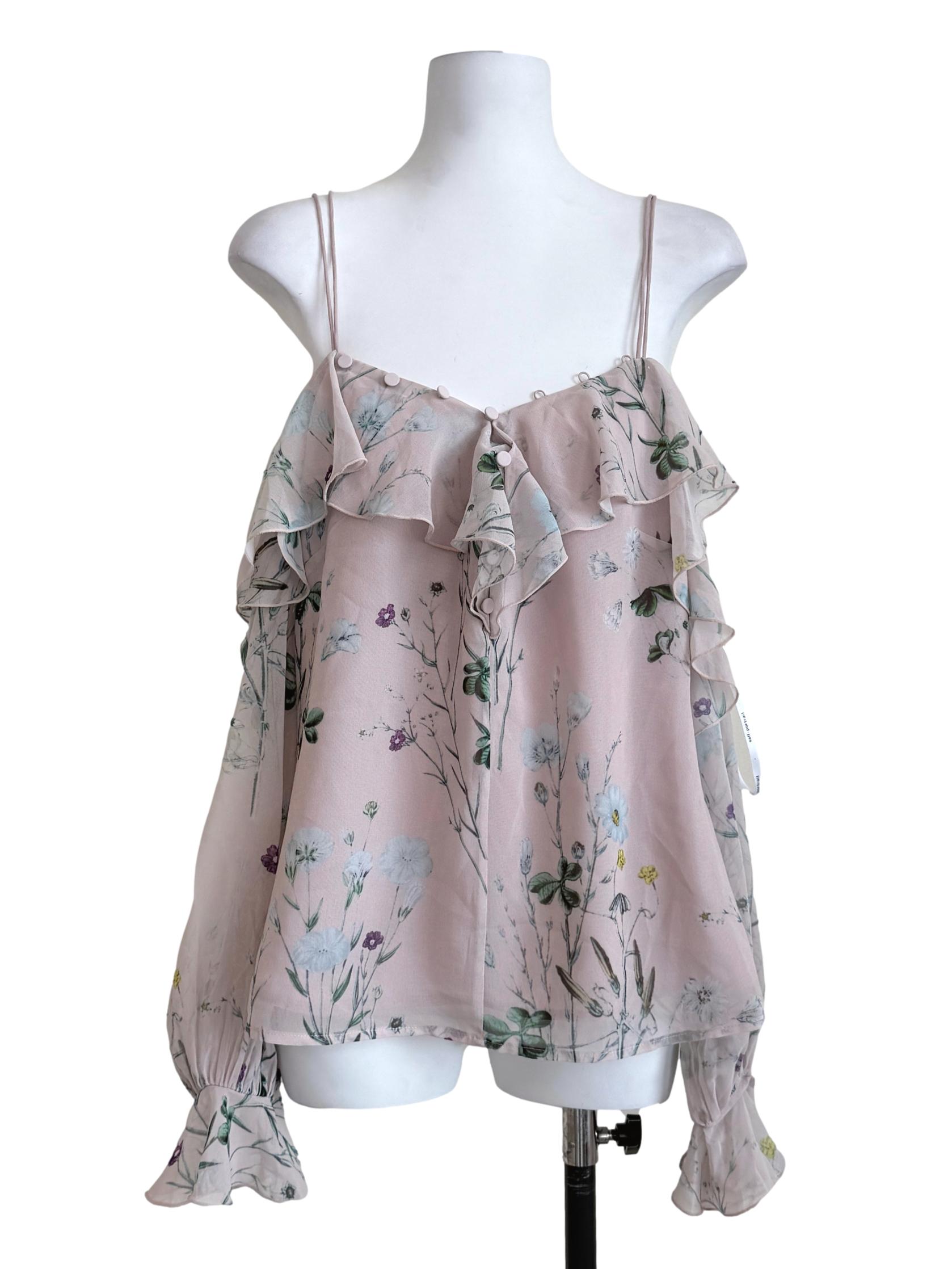 Flamingo Pink Flower Printed Top