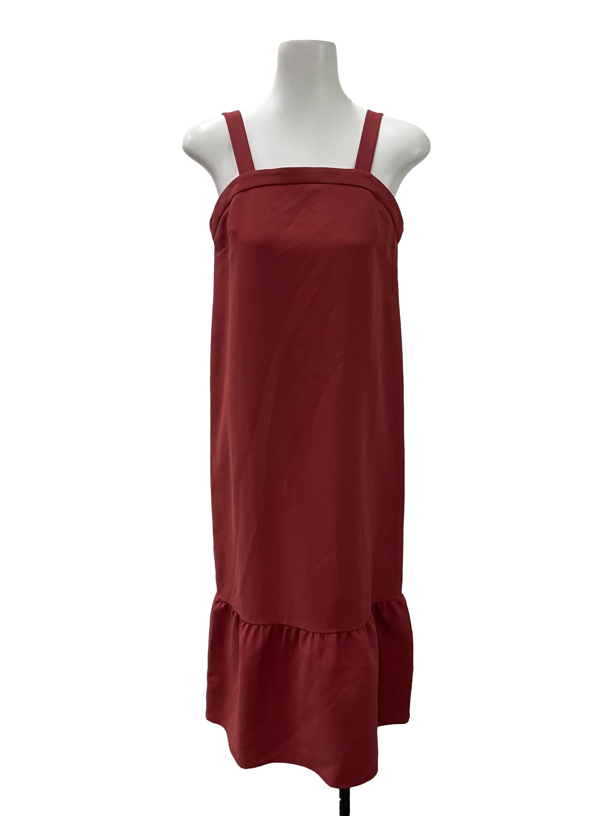 Red Square Neck Dropwaist Dress