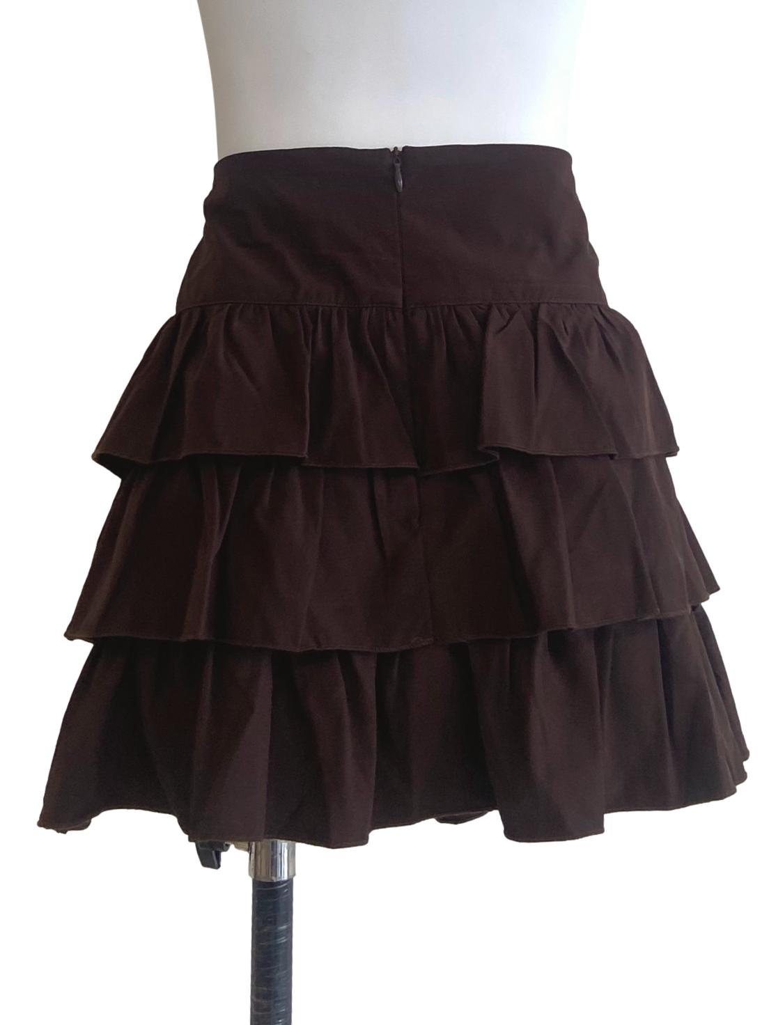 Penny Brown Layered Mini Skirt YHF