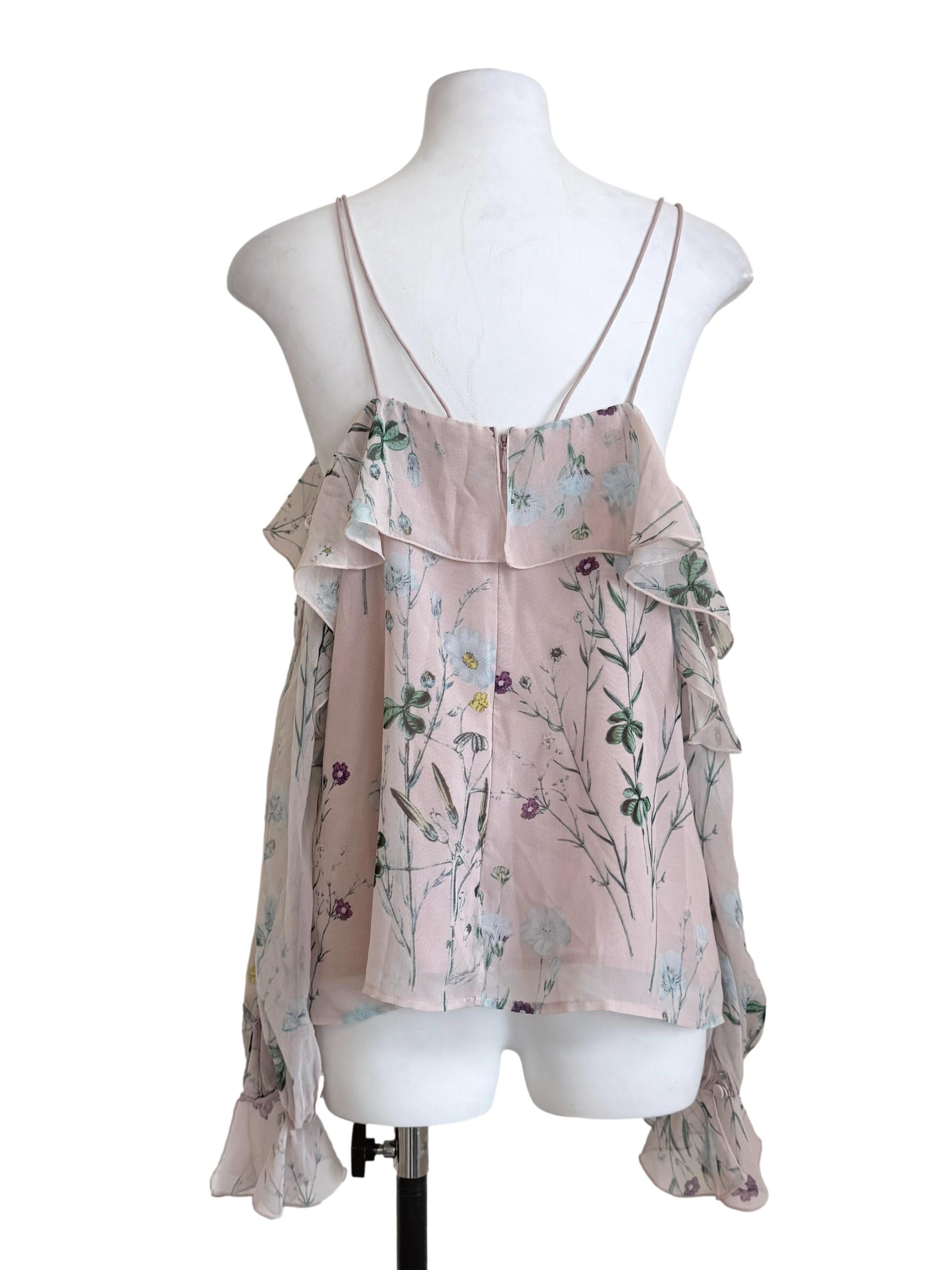 Flamingo Pink Flower Printed Top