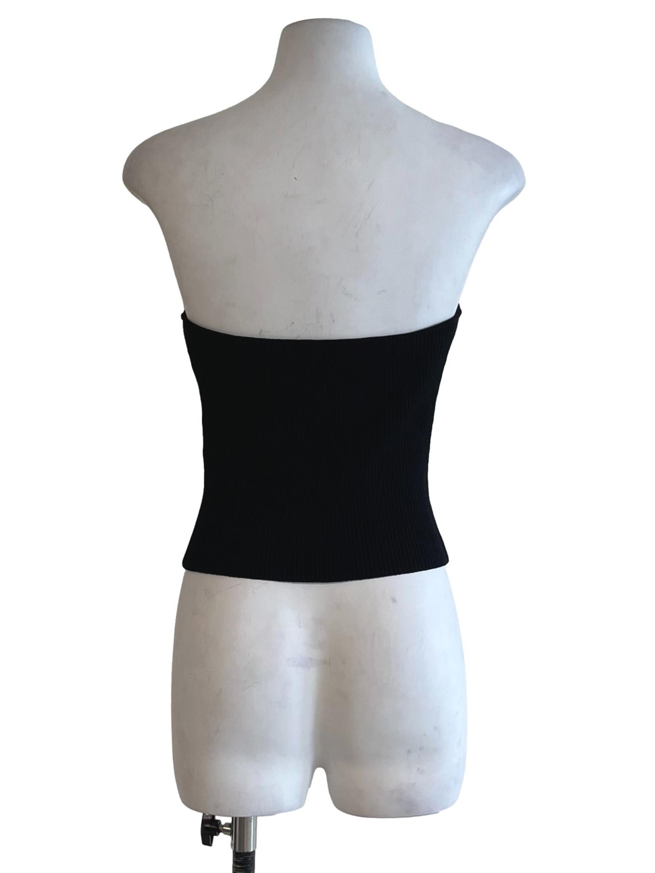 Black Ribbed Knit Corset Top