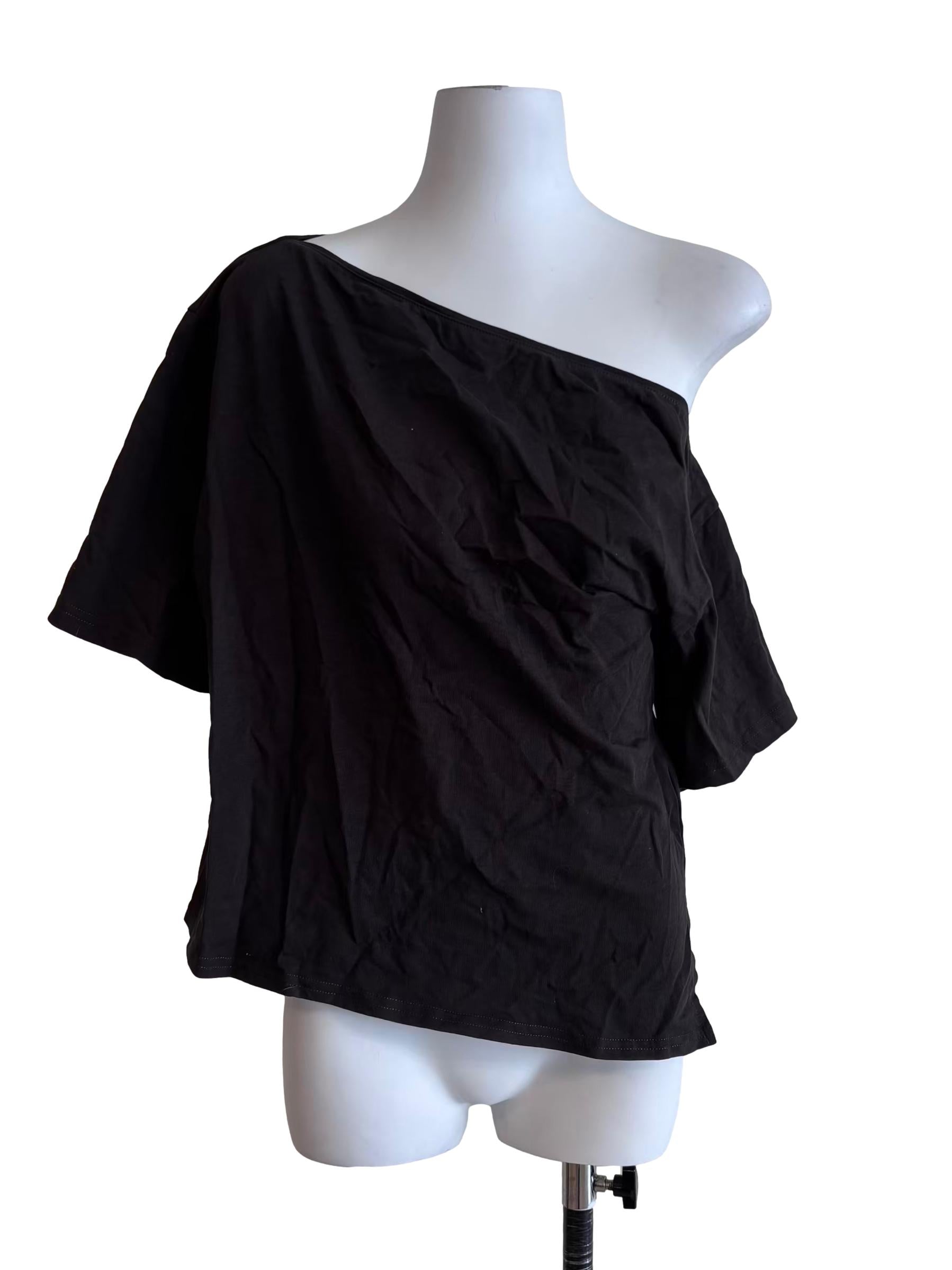 Dark Grey One Shoulder Oversize Top