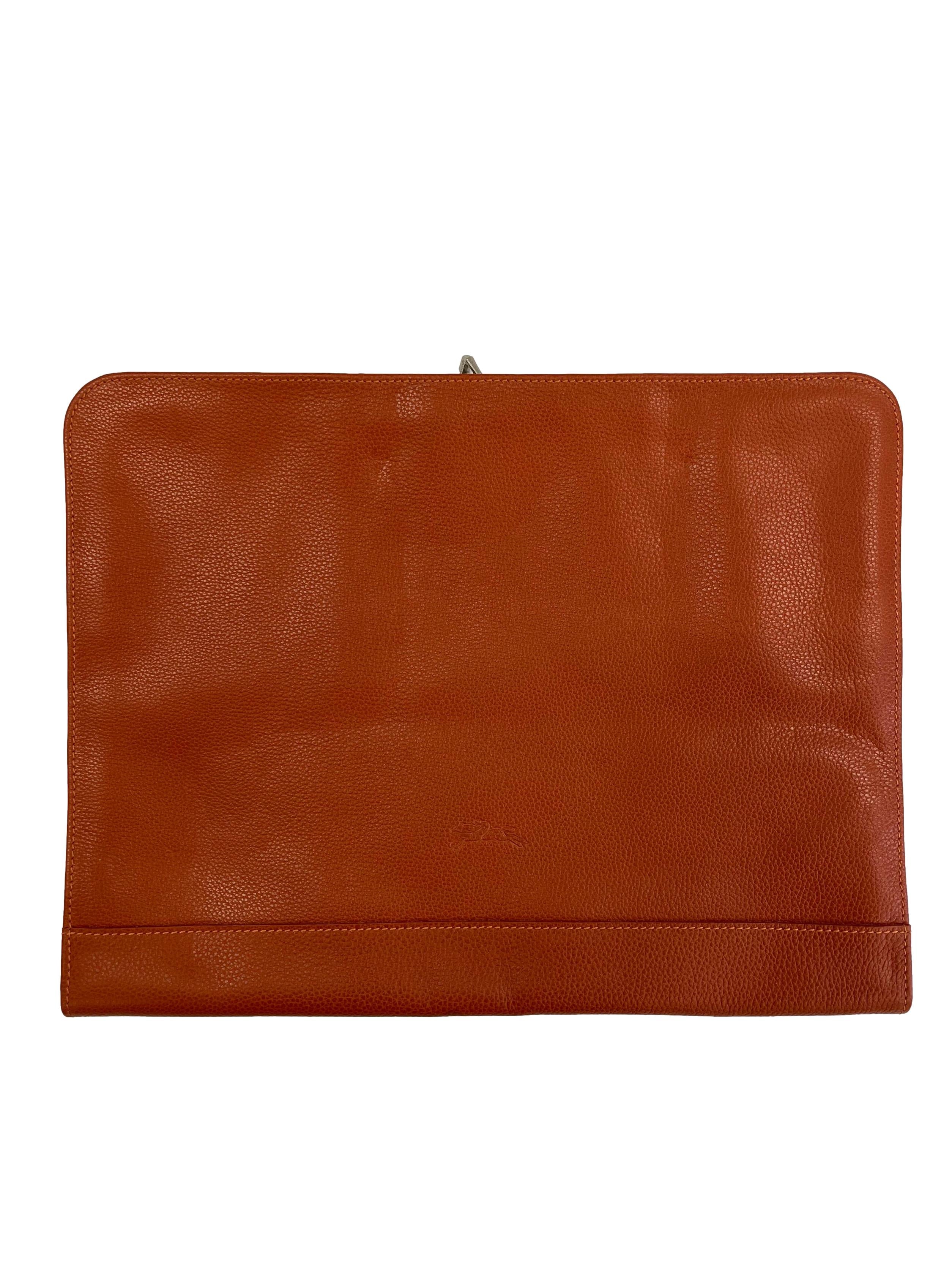 Burnt Orange Le Foulonne Leather Laptop Case