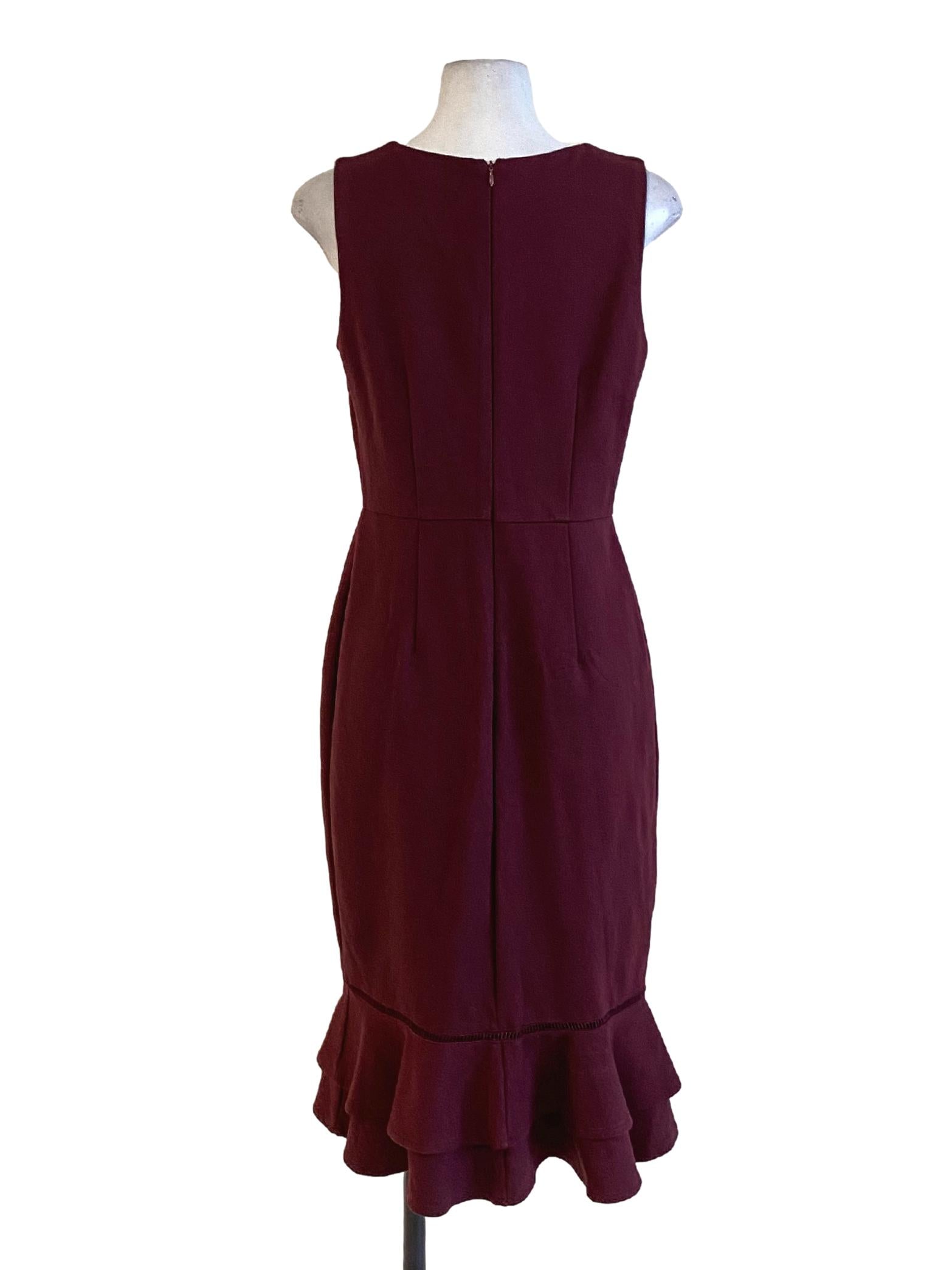 Plum Purple Round Neck Sleeveless Sheath Drop Waist Dress