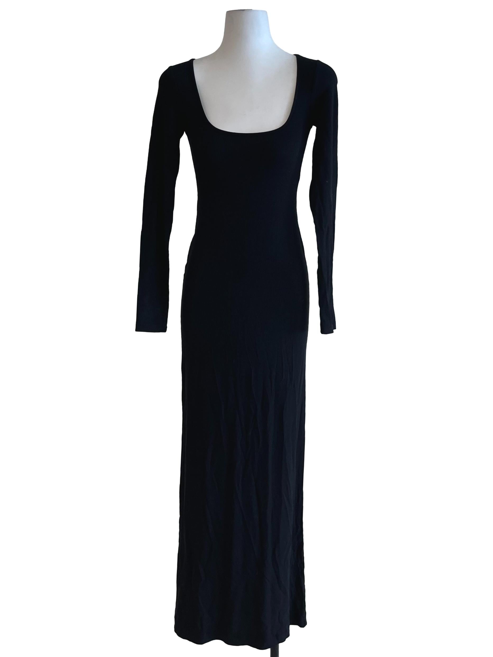 Onyx Black Soft Lounge Long Sleeve Maxi Dress