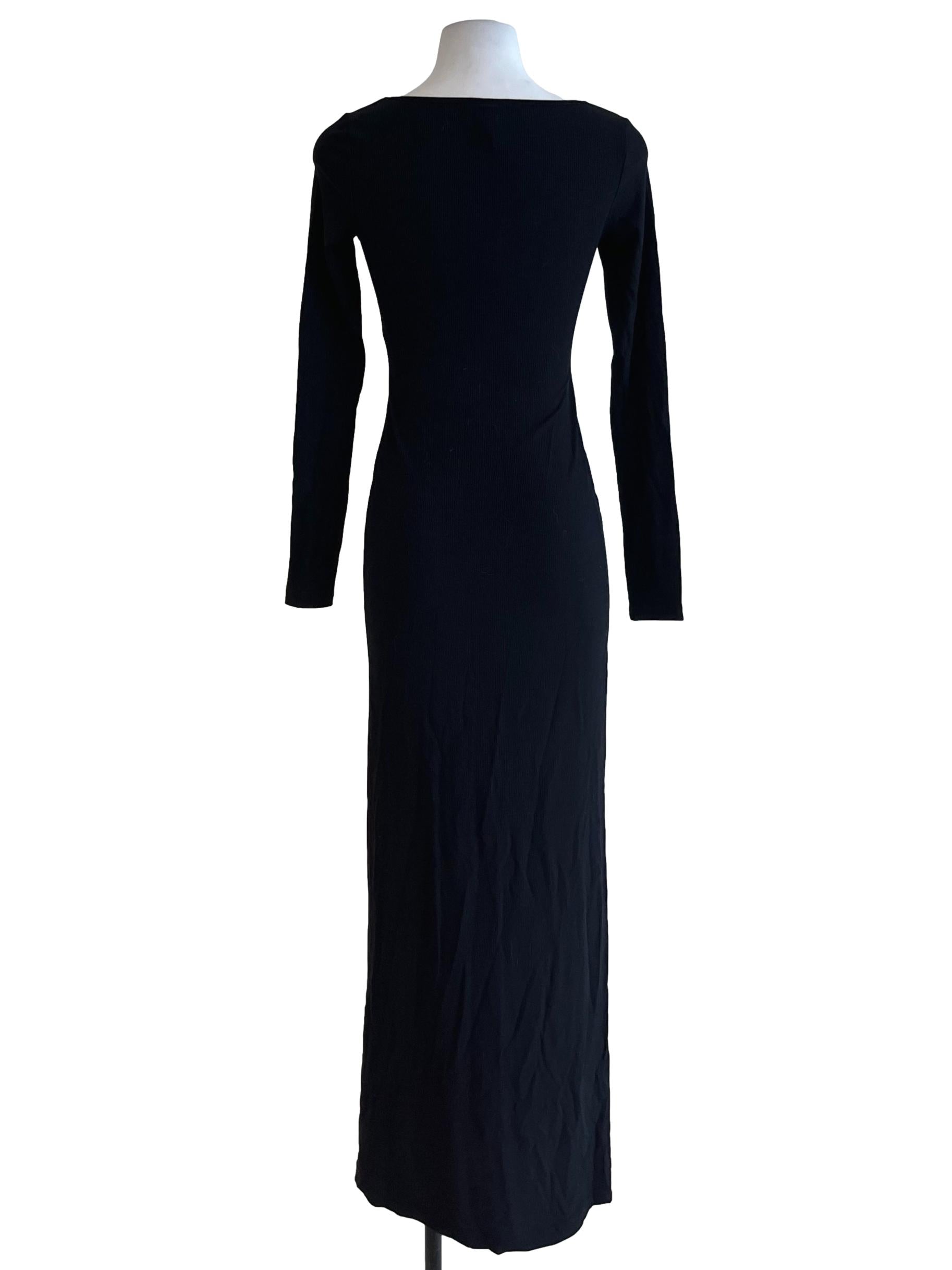 Onyx Black Soft Lounge Long Sleeve Maxi Dress