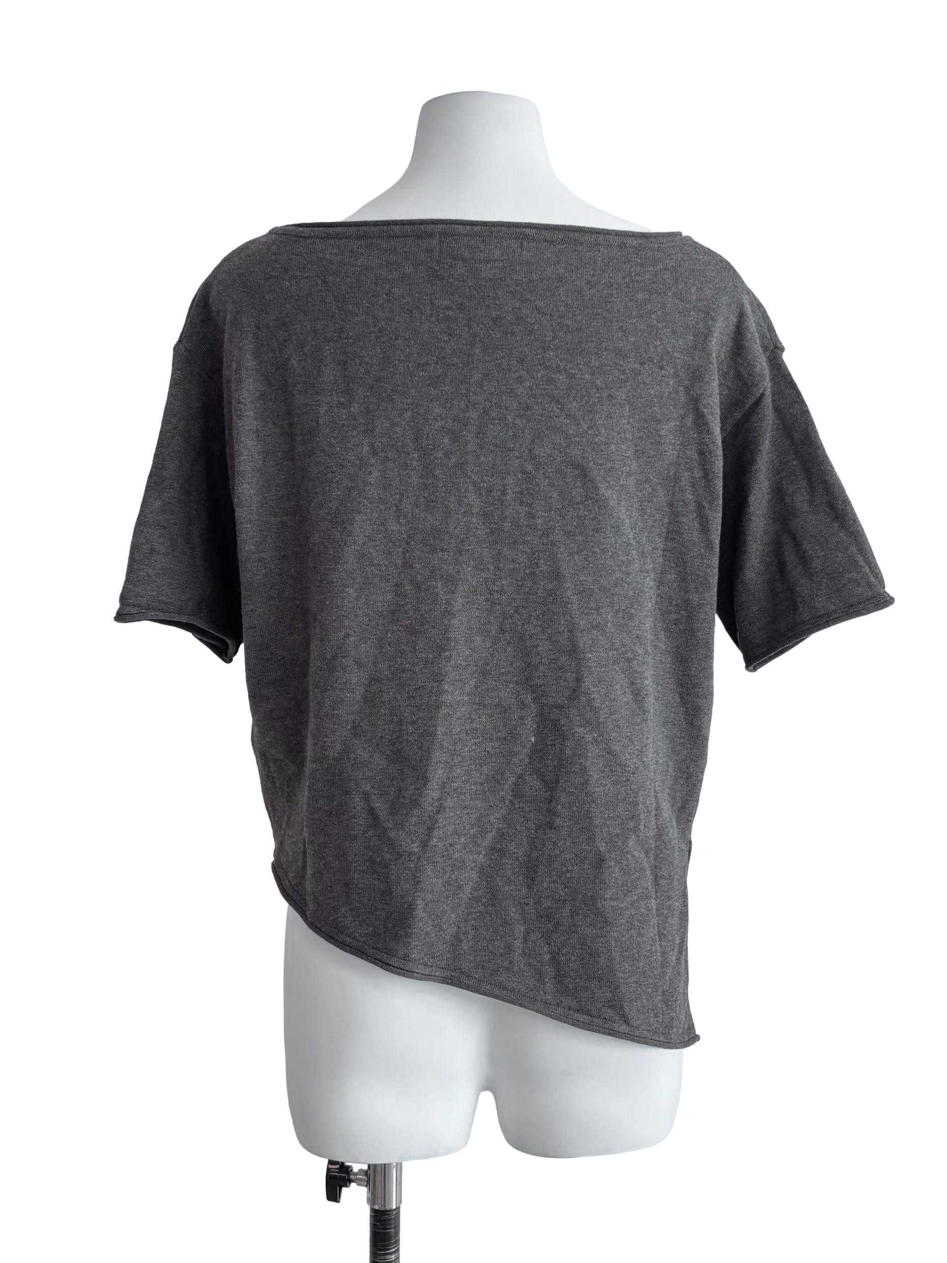 Ash Grey Oversize Wide Neck Top