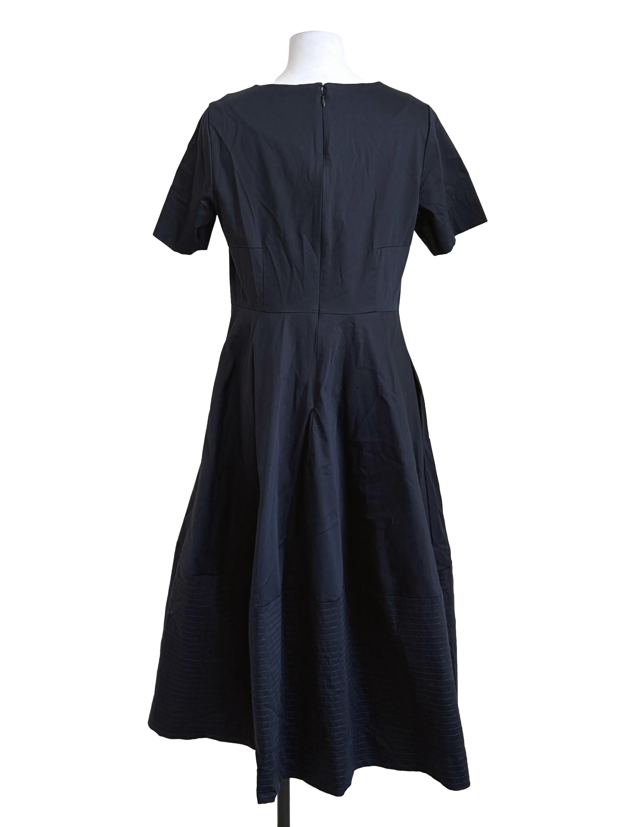 Navy Blue Fit-Flare Dress
