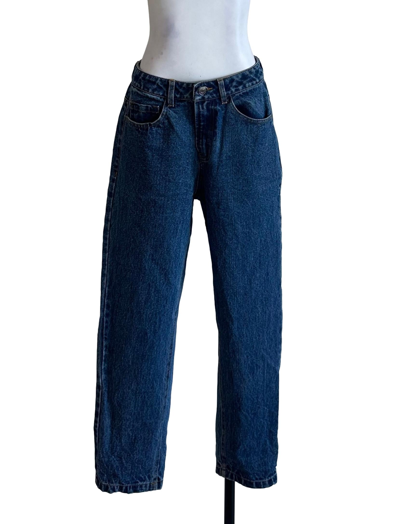 Dark Blue Denim Straight Jeans