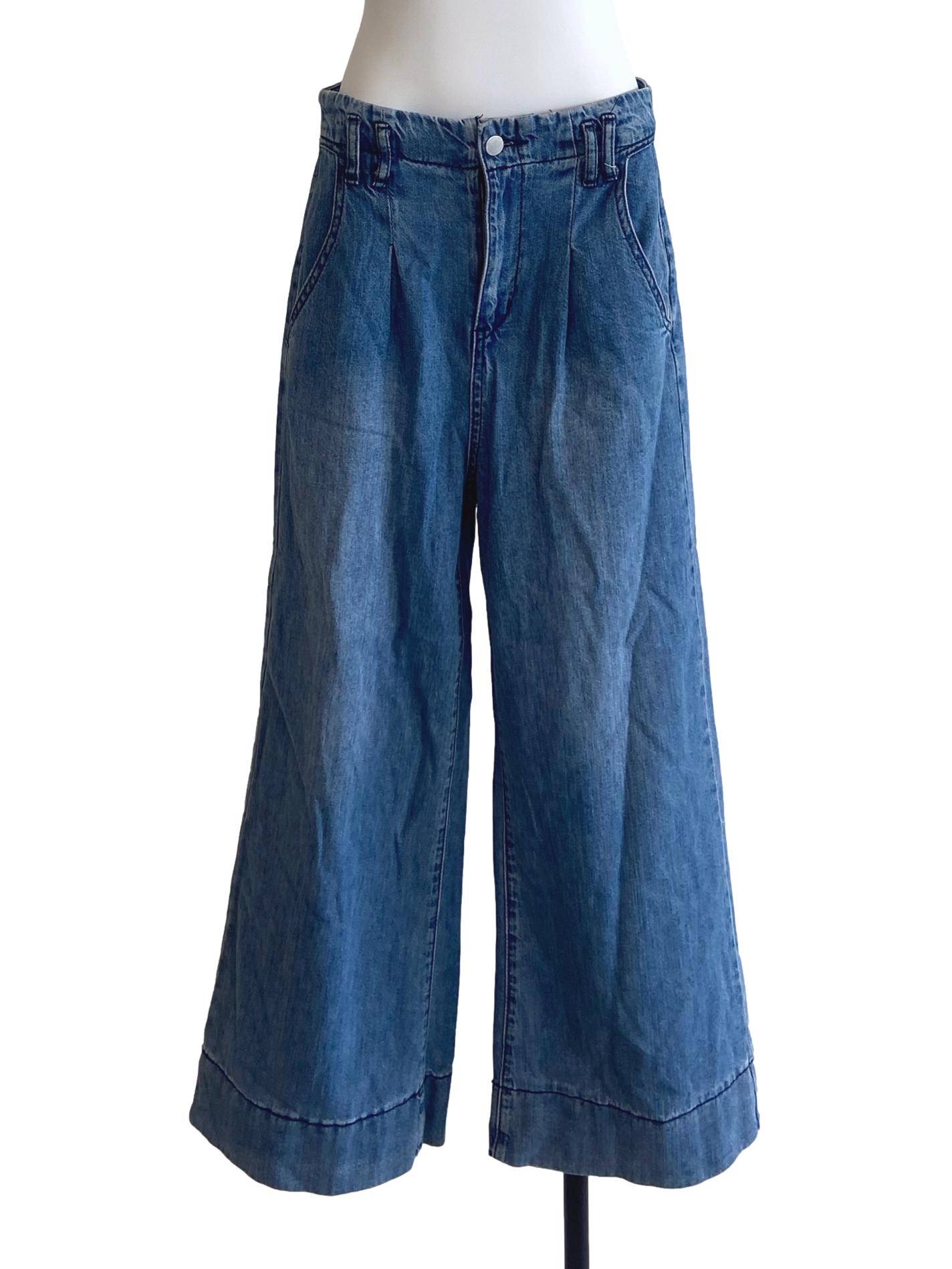 Blue Herringbone Straight Jeans LB