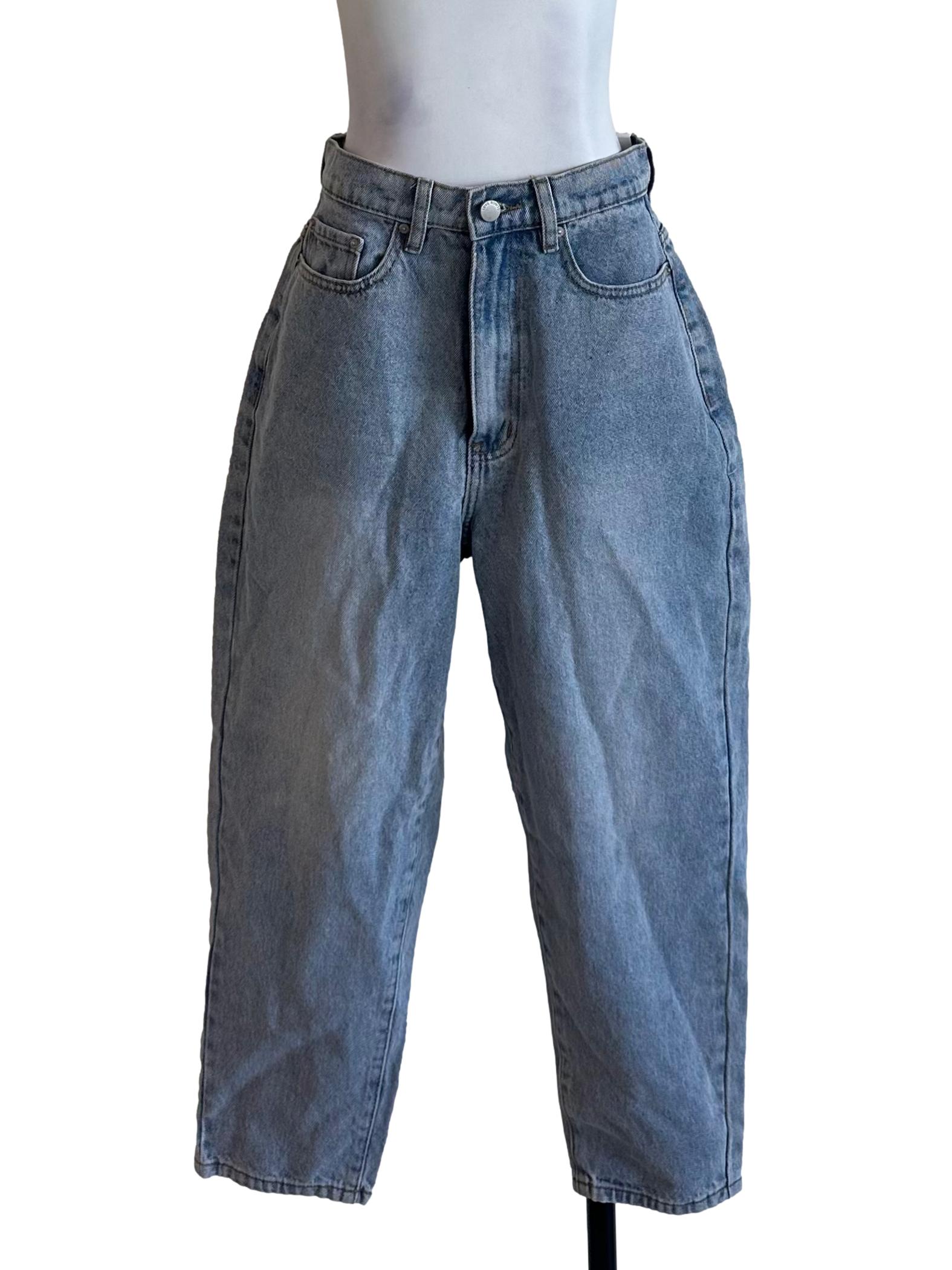 Light Blue Denim High Waist Crop Length Jeans LB