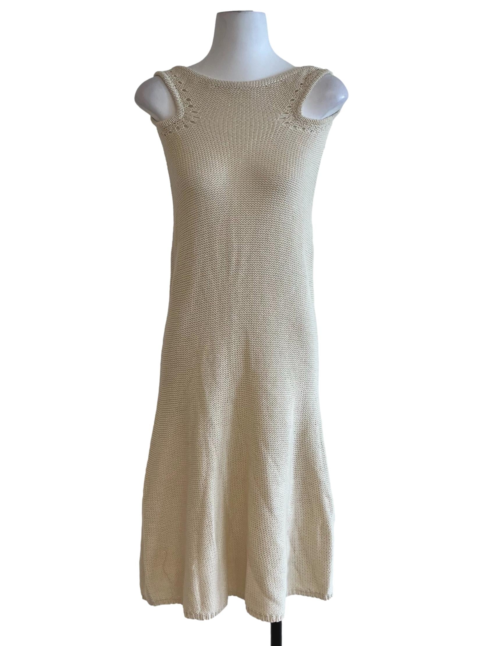 Ivory Sleeveless Knit Midi Dress