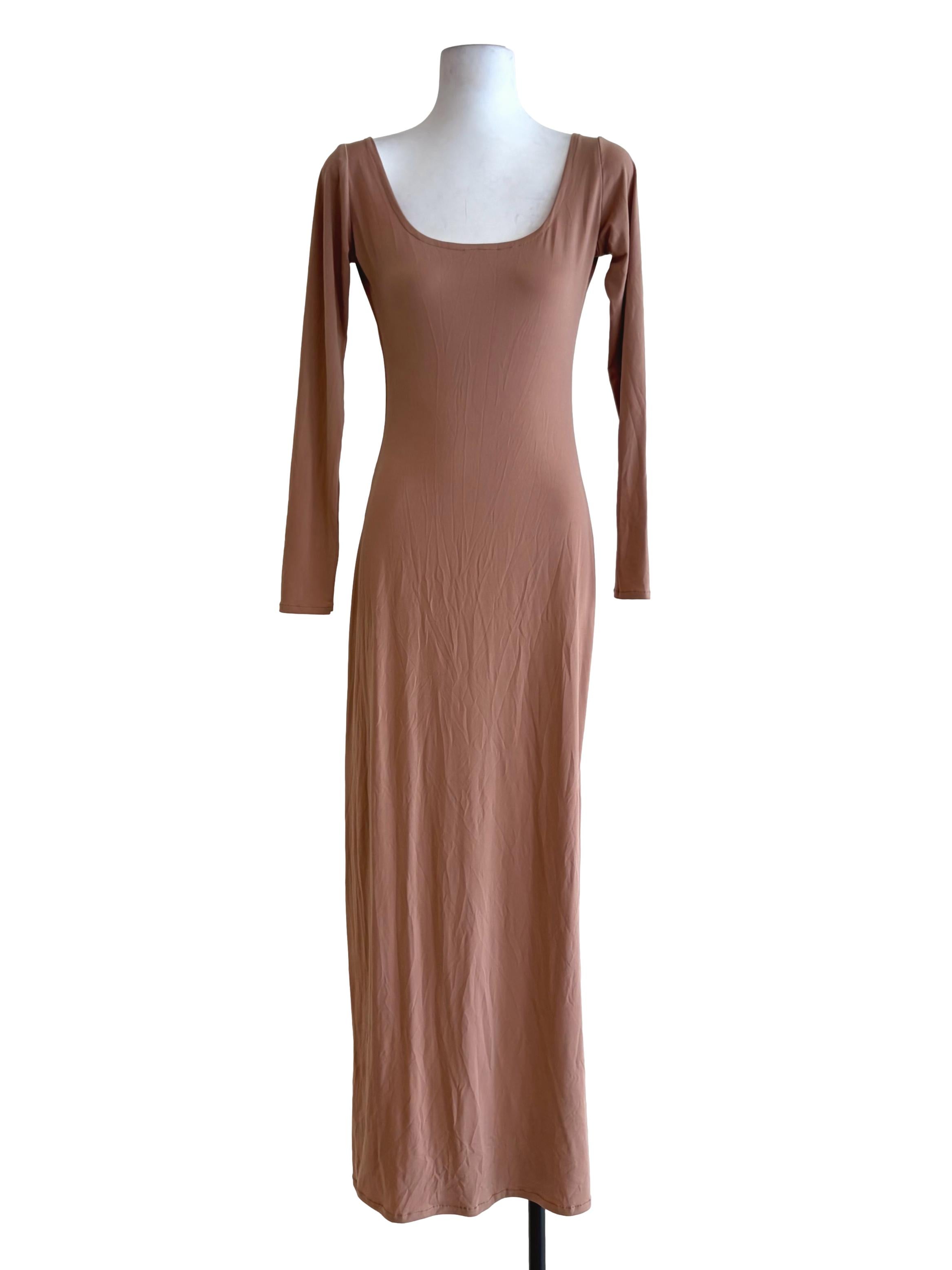 Tortilla Brown Long Sleeve Bodycon Dress