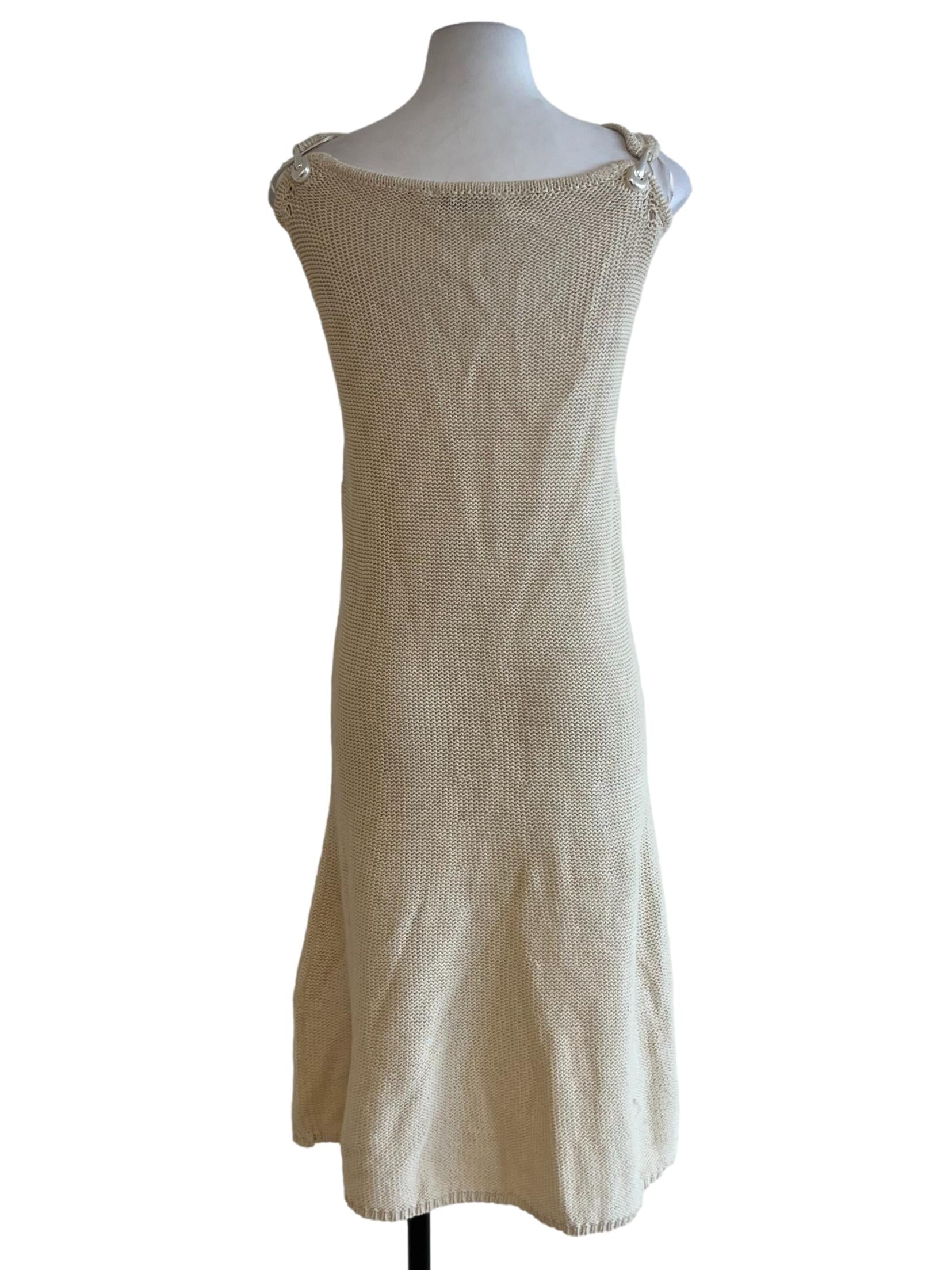 Ivory Sleeveless Knit Midi Dress