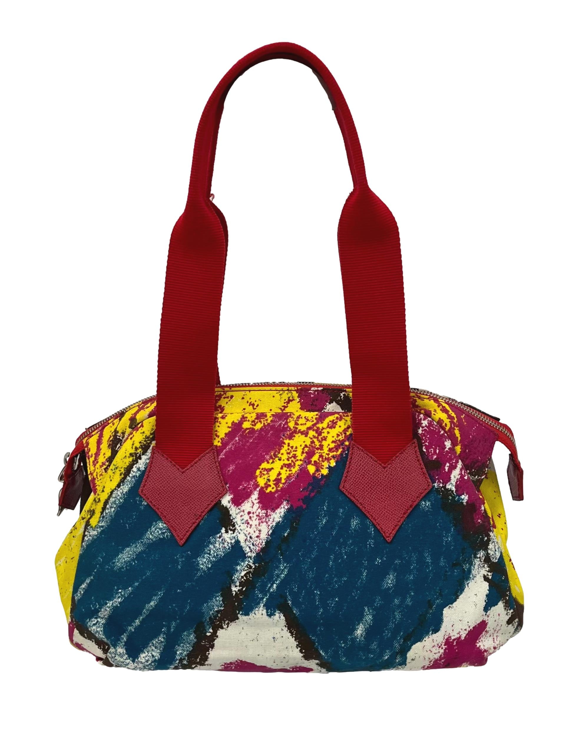 Multicolour Abstract Canvas Handbag