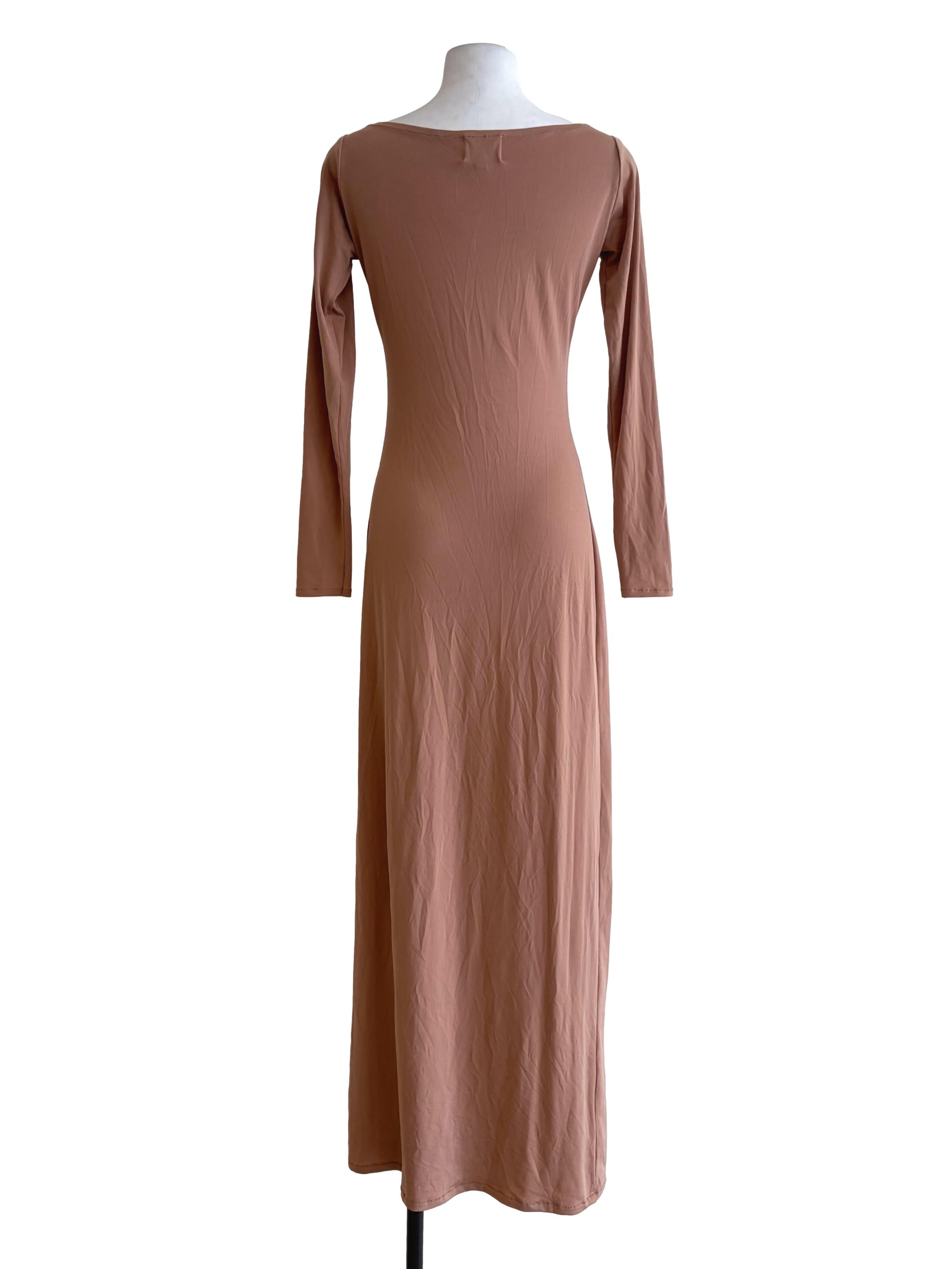 Tortilla Brown Long Sleeve Bodycon Dress