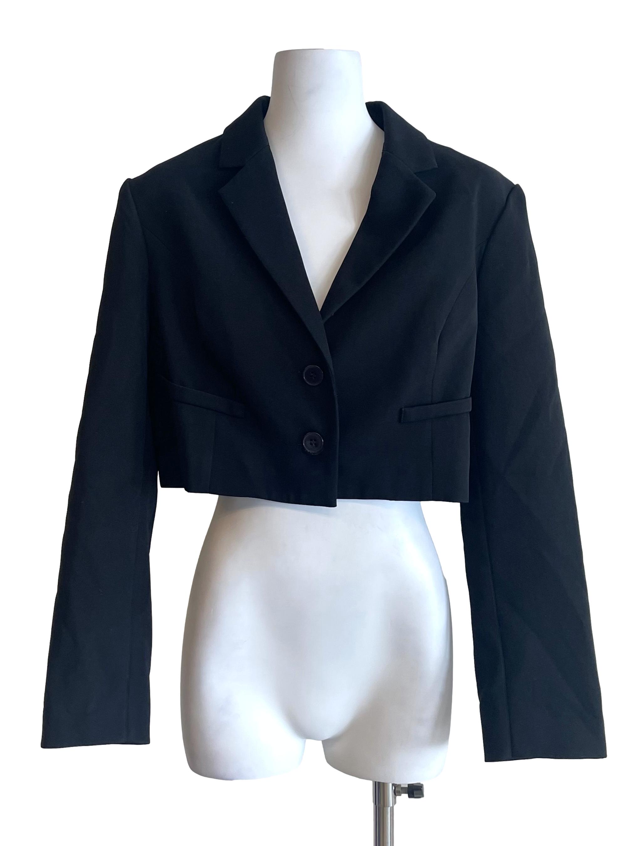 Black Single Breasted Crop Suit
