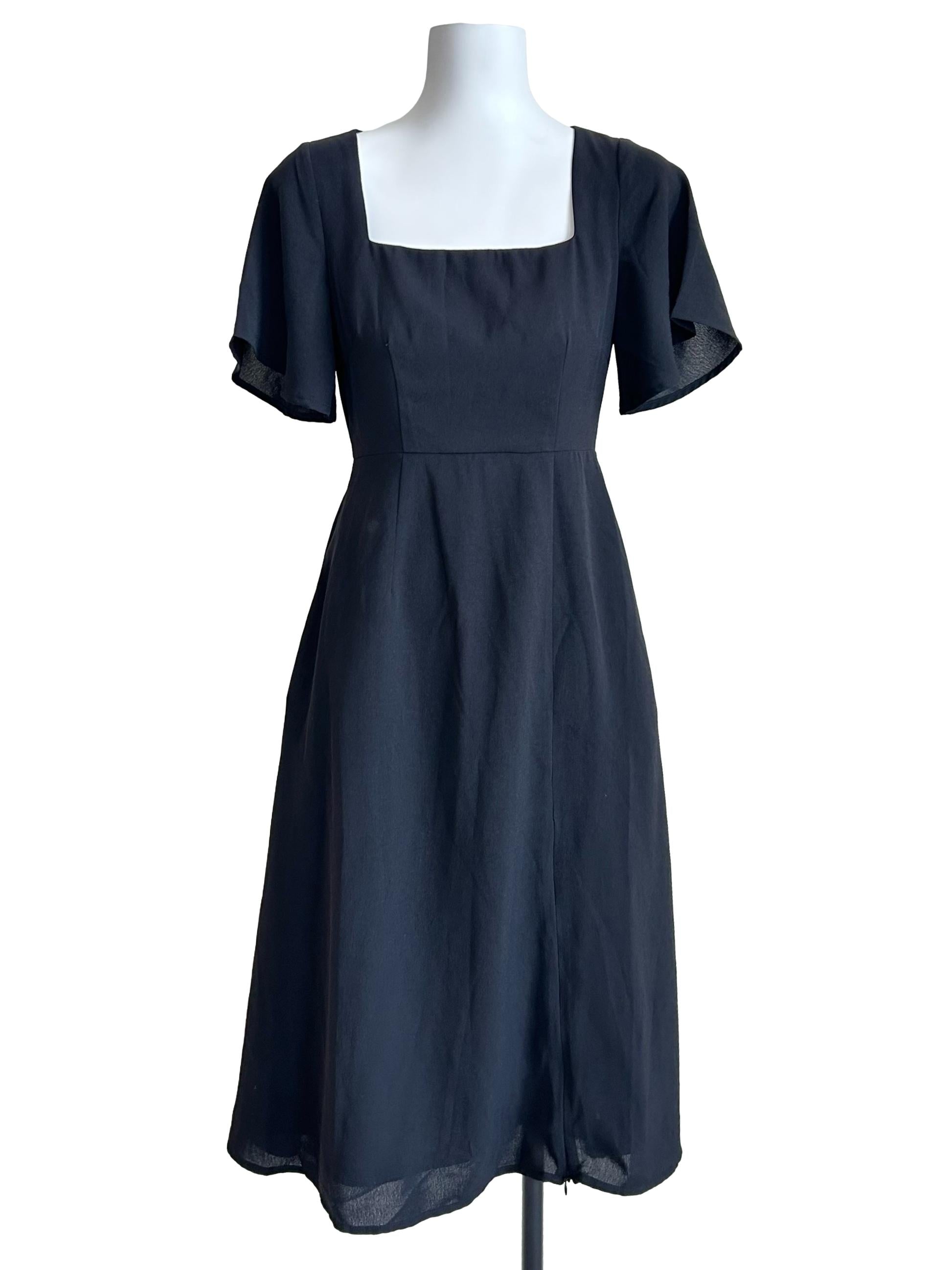 Black Square-Neck Tank Sheath Dress
