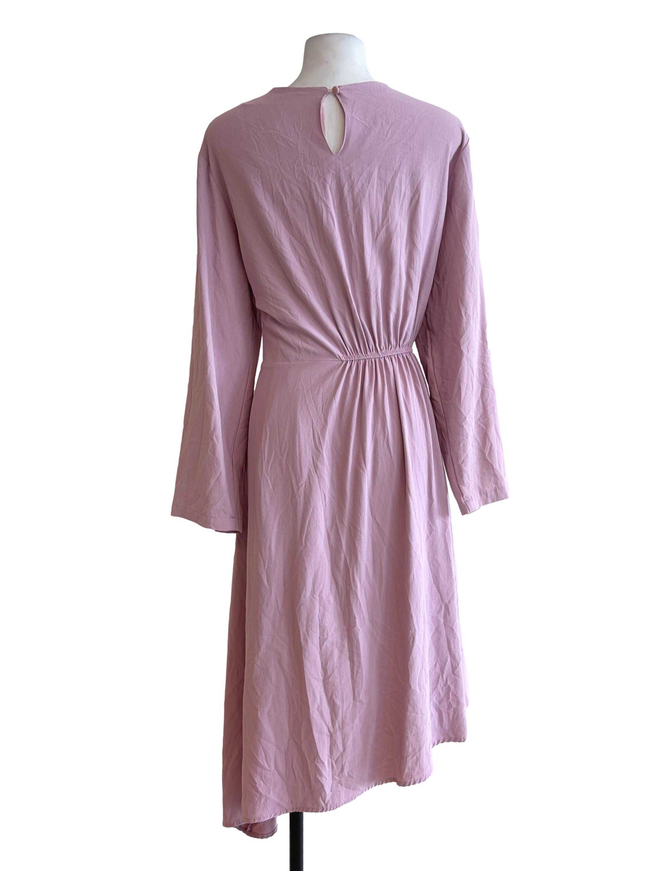Blush Pink Yellow Green Stripe Long Sleeve Dress