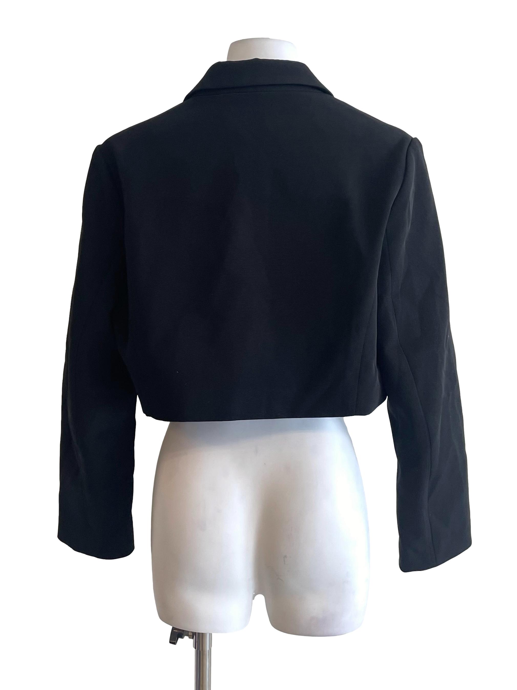Black Single Breasted Crop Suit