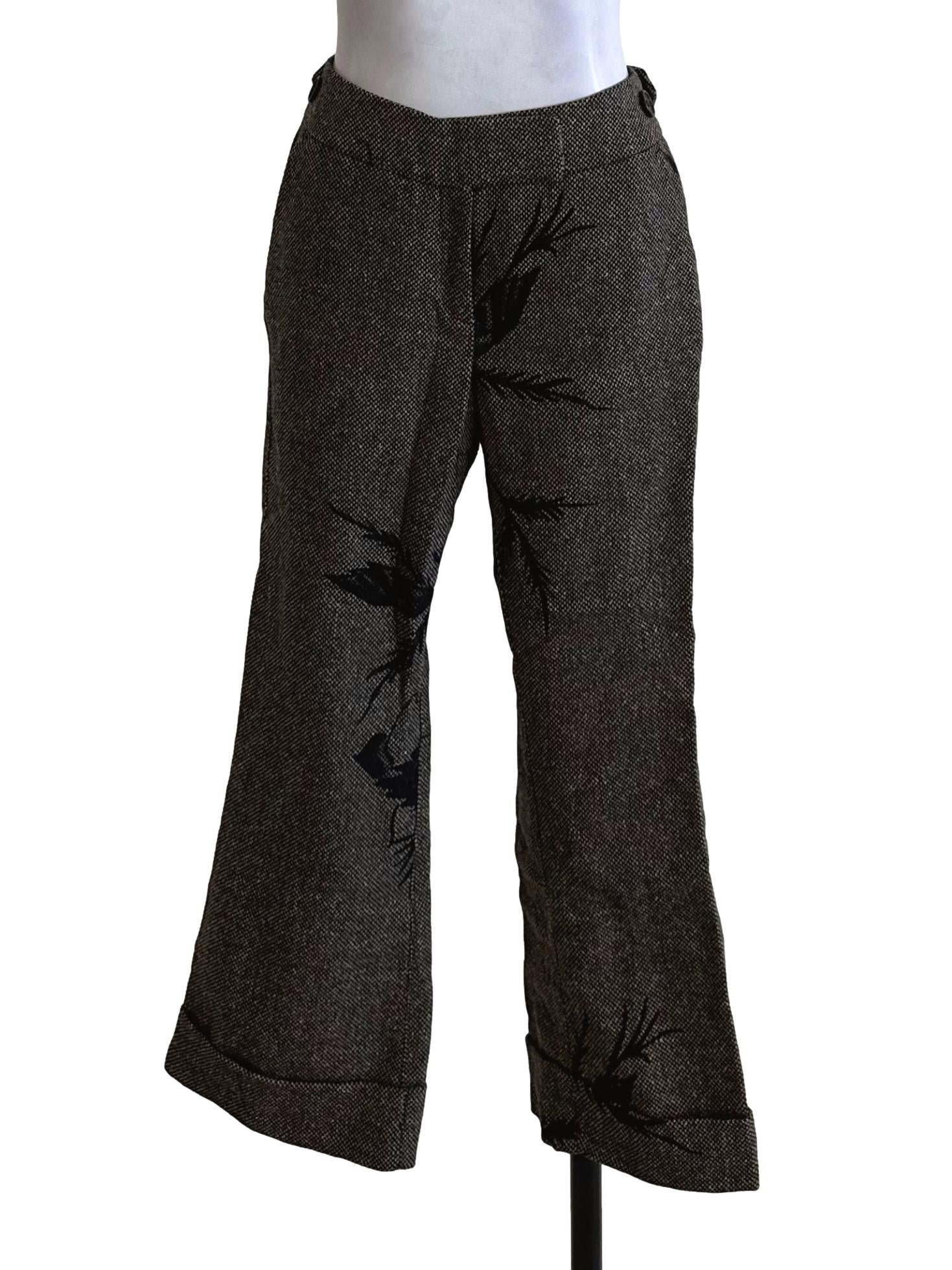 Dark Brown Textured Pattern Pants
