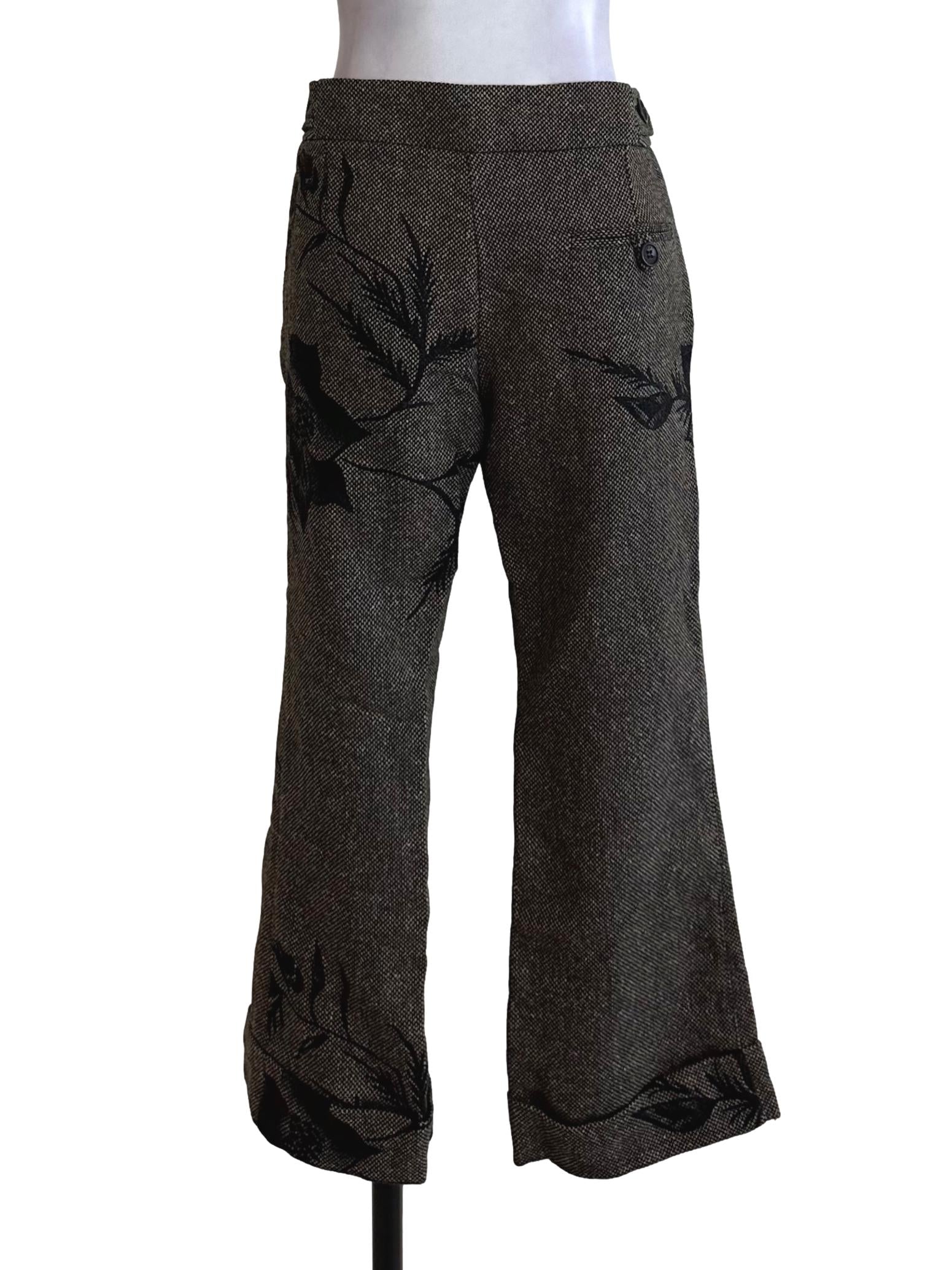 Dark Brown Textured Pattern Pants