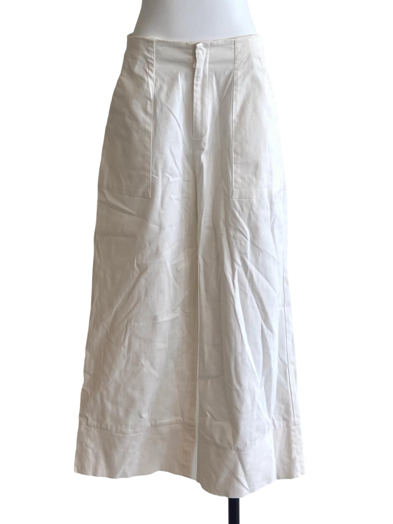 White High Waist Twill Straight Pants LB