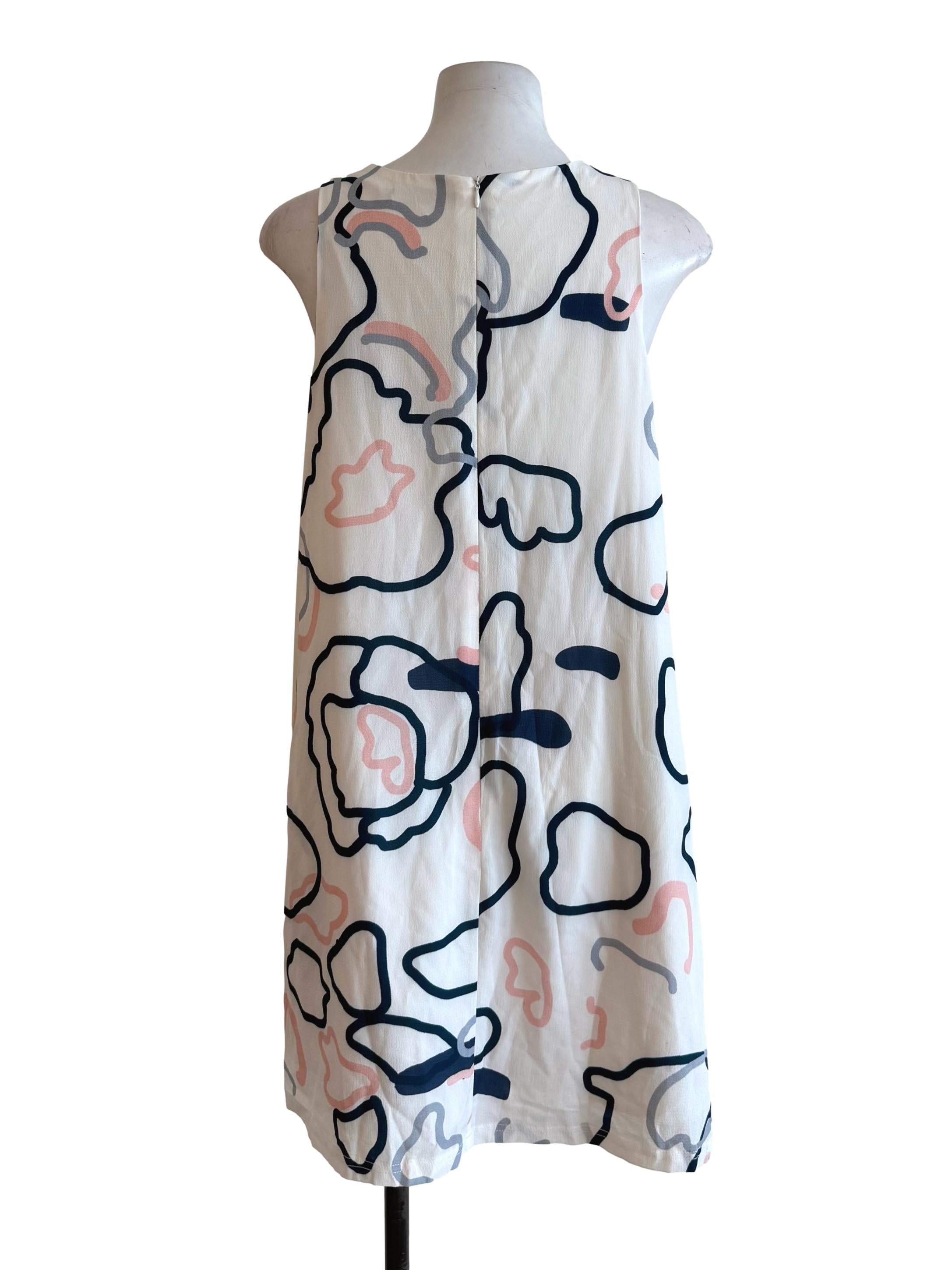 White Graphic A-Line Dress