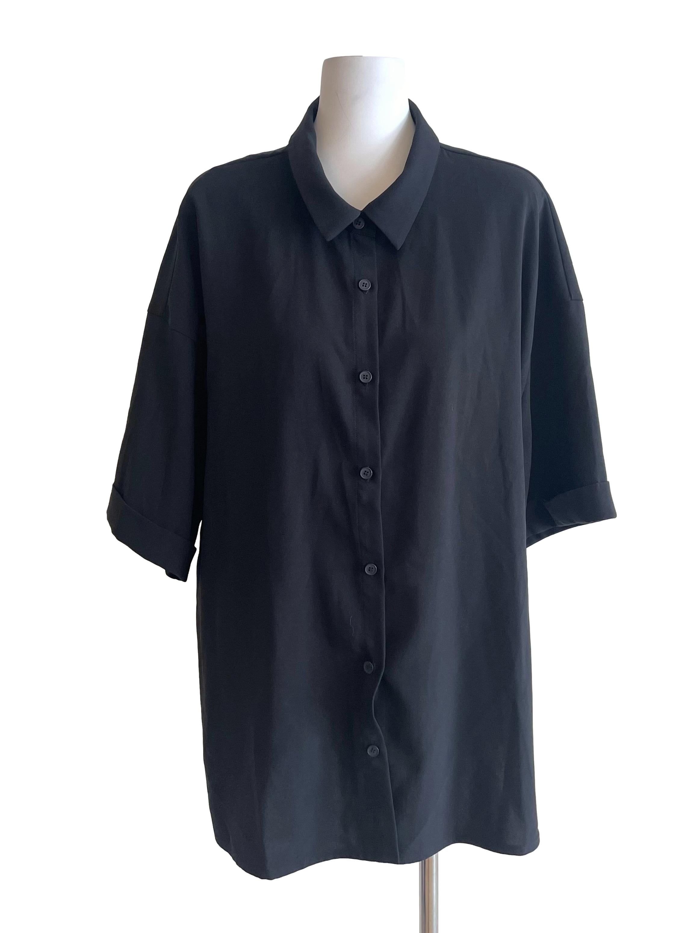 Black Oversized Shirt Dress