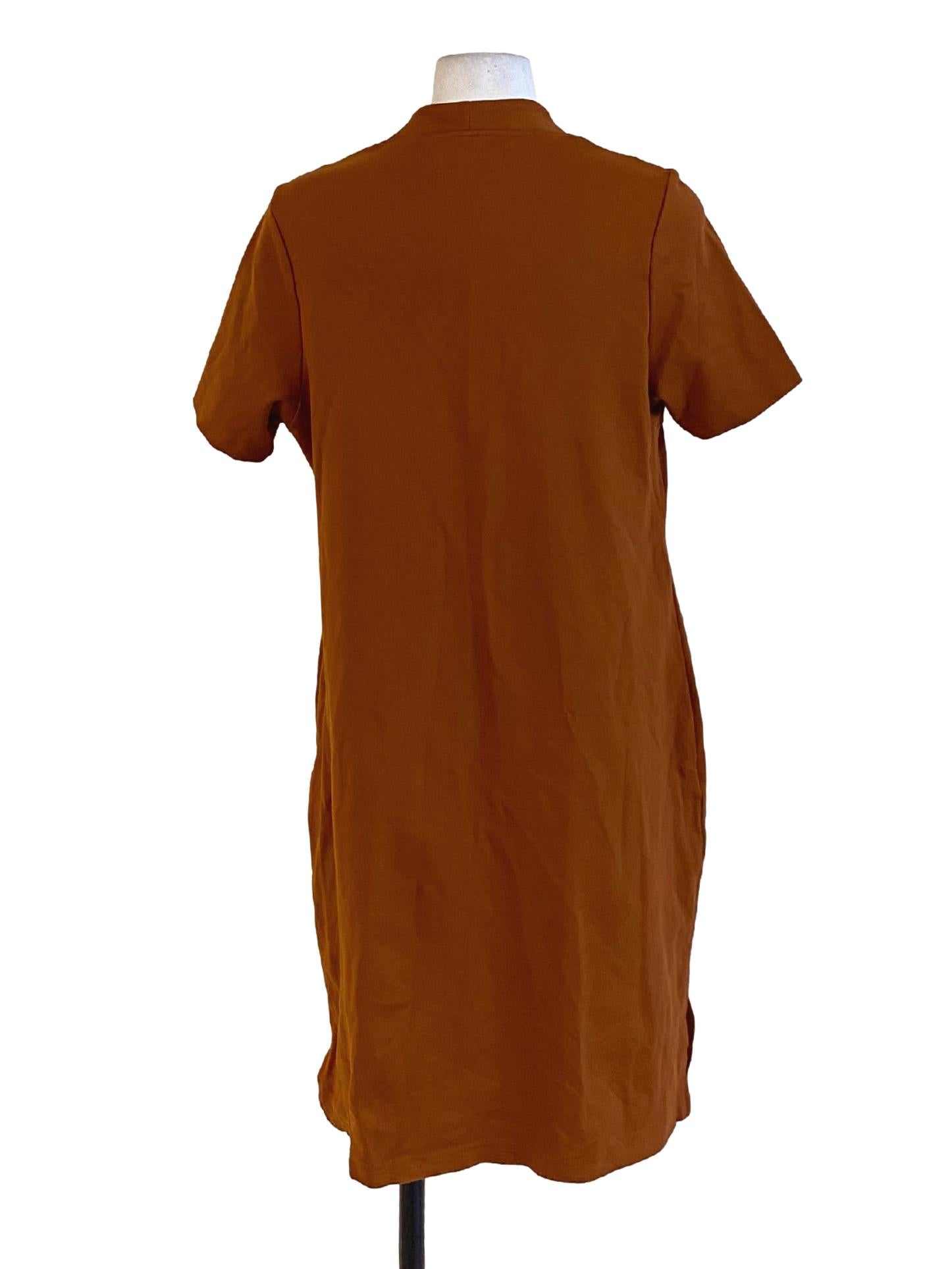Spice Orange Square Neck Short Sleeve Sheath Dress