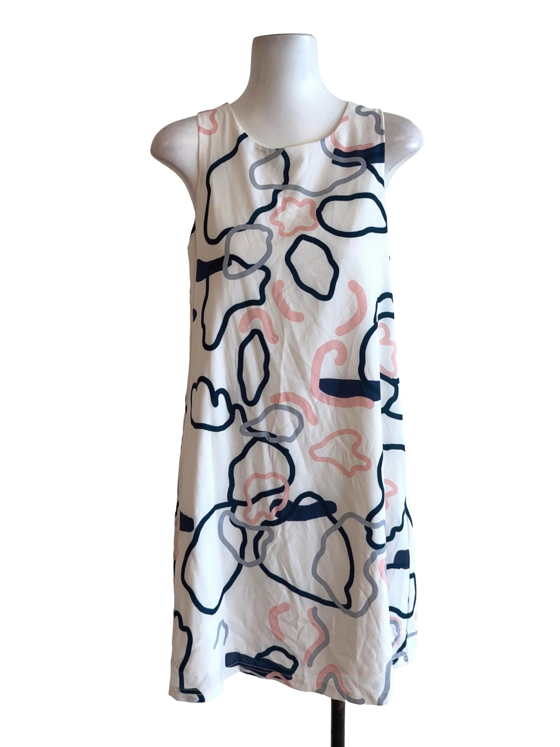 White Graphic A-Line Dress