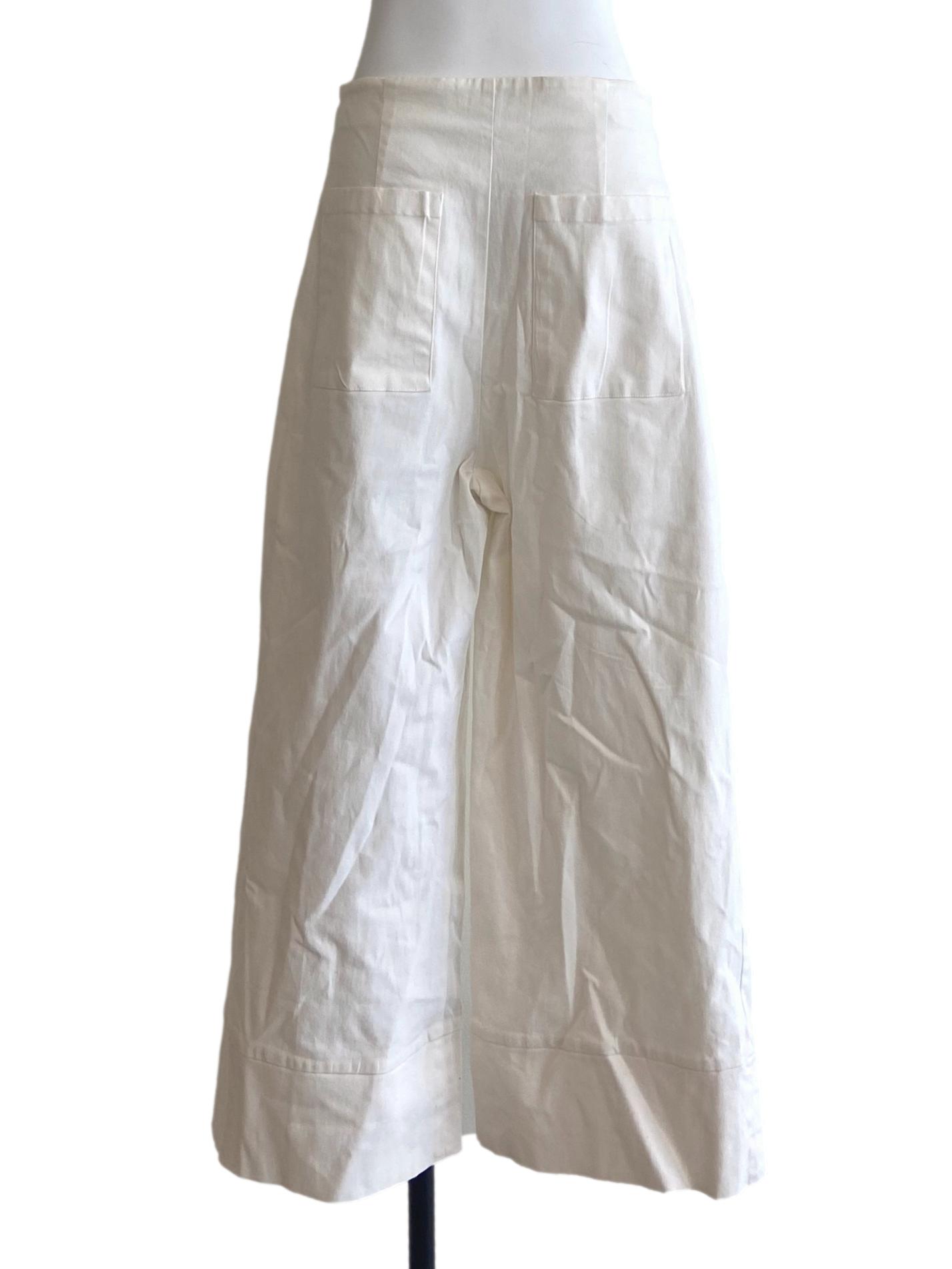 White High Waist Twill Straight Pants LB