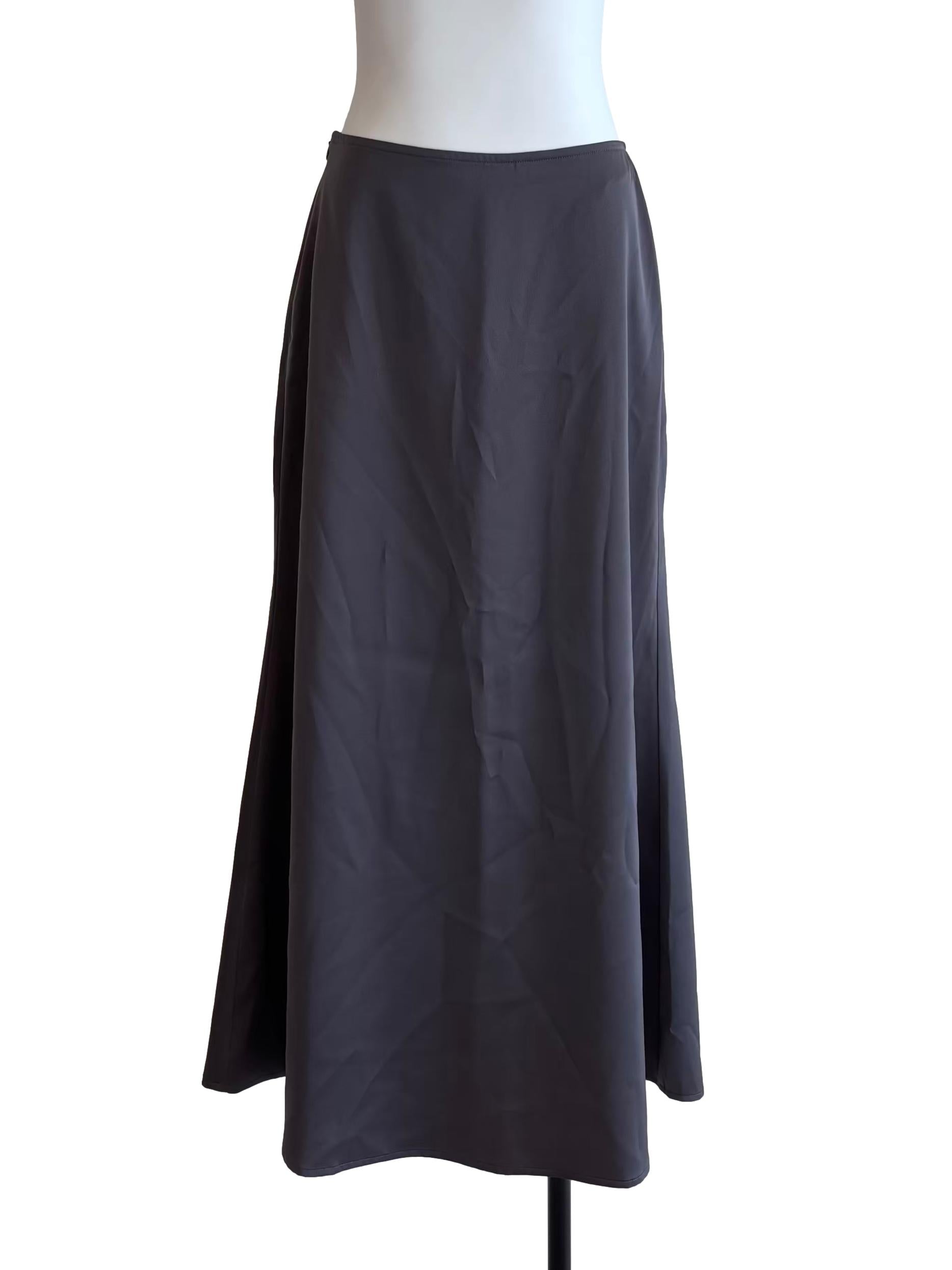 Smoke Grey Satin Skirt