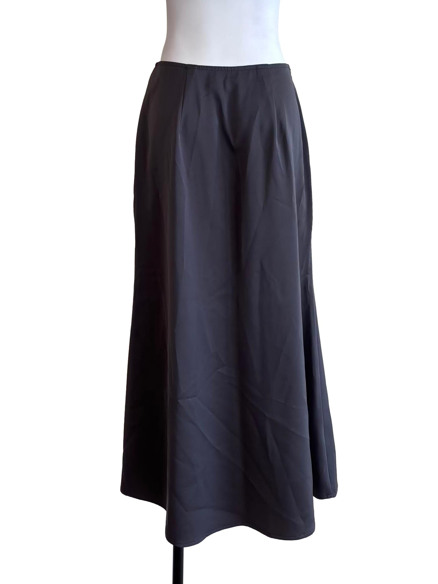 Smoke Grey Satin Skirt