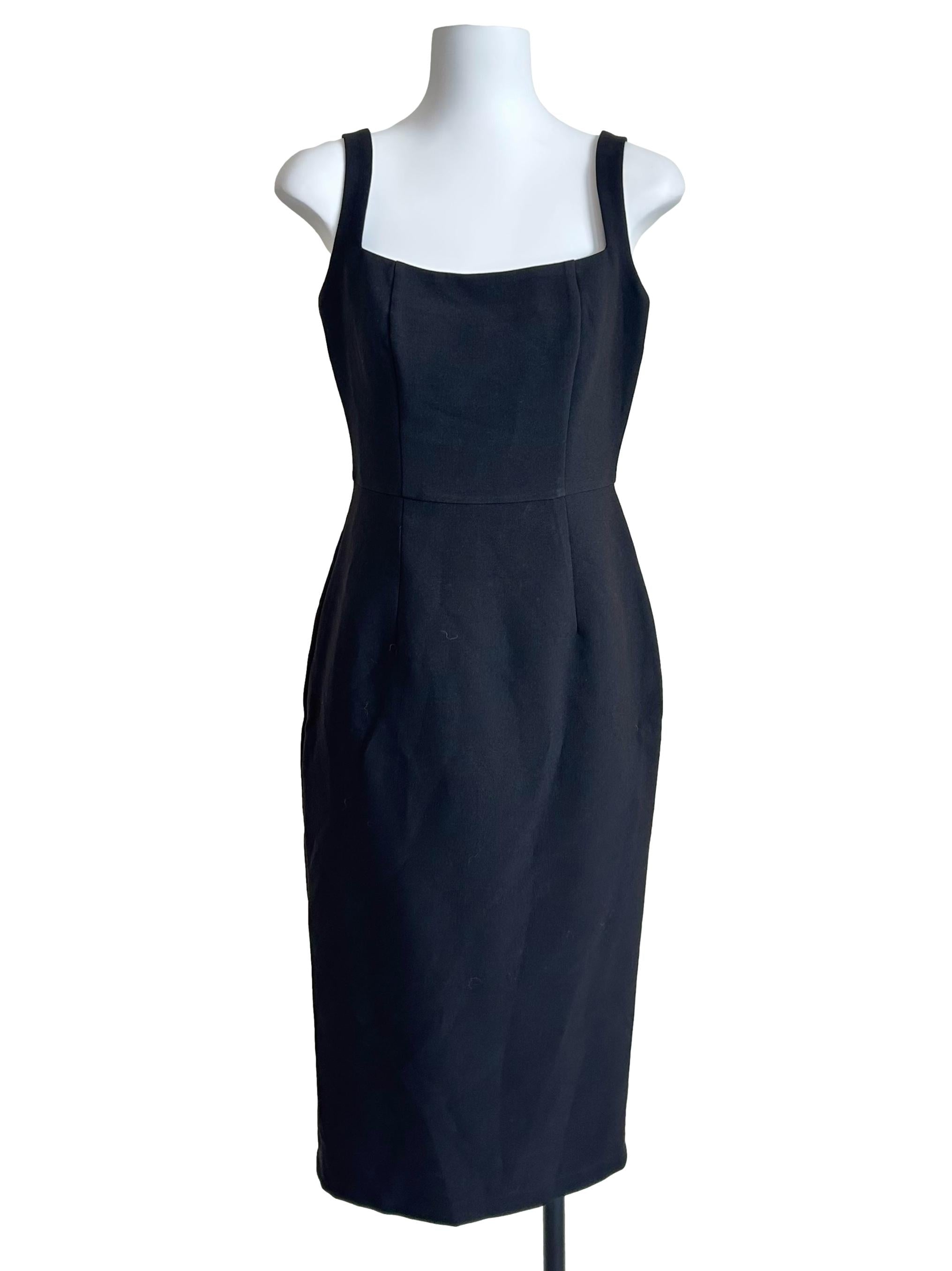 Black Square-Neck Tank Midi Dress