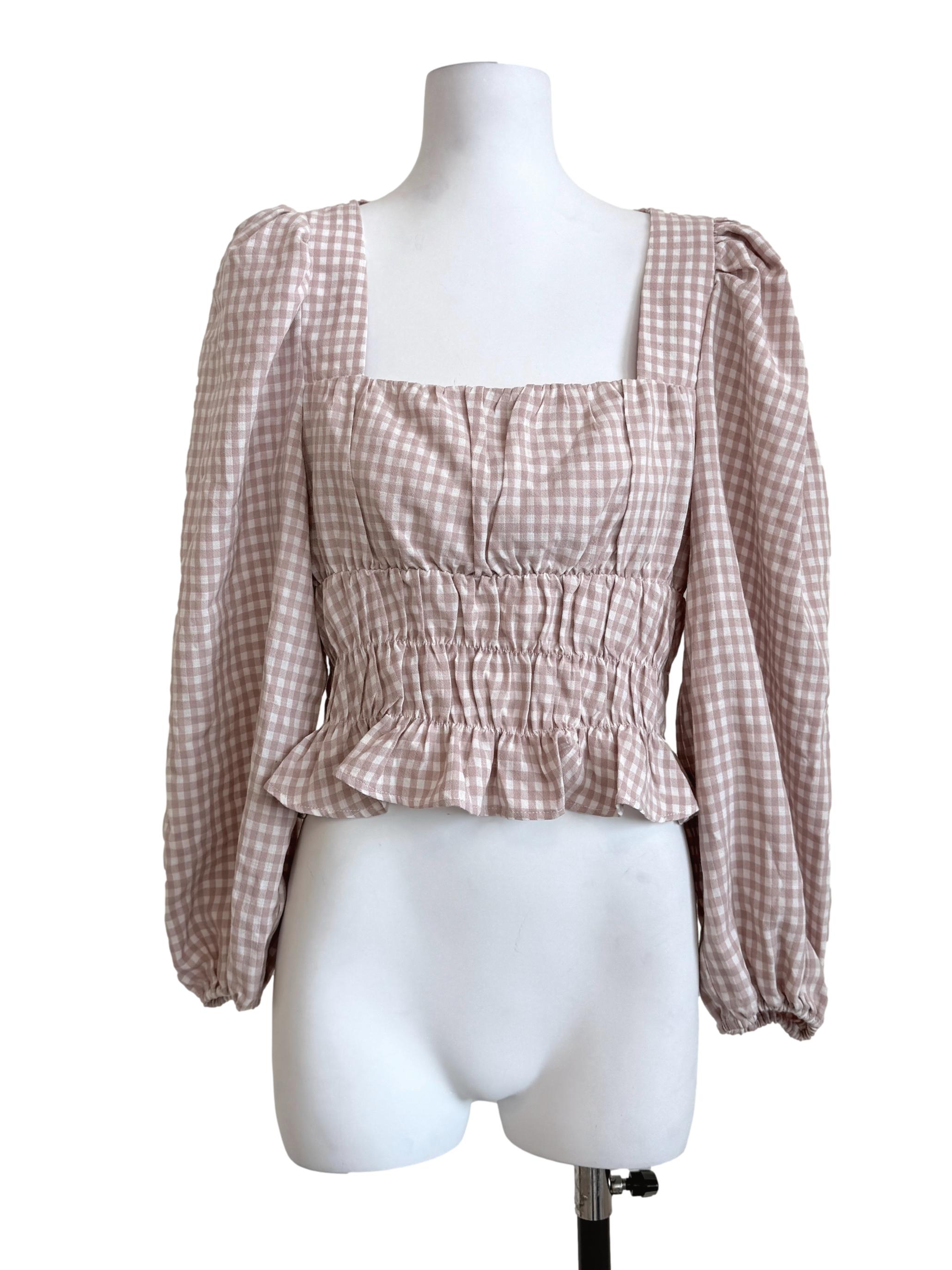 Flamingo Pink Checkered Top