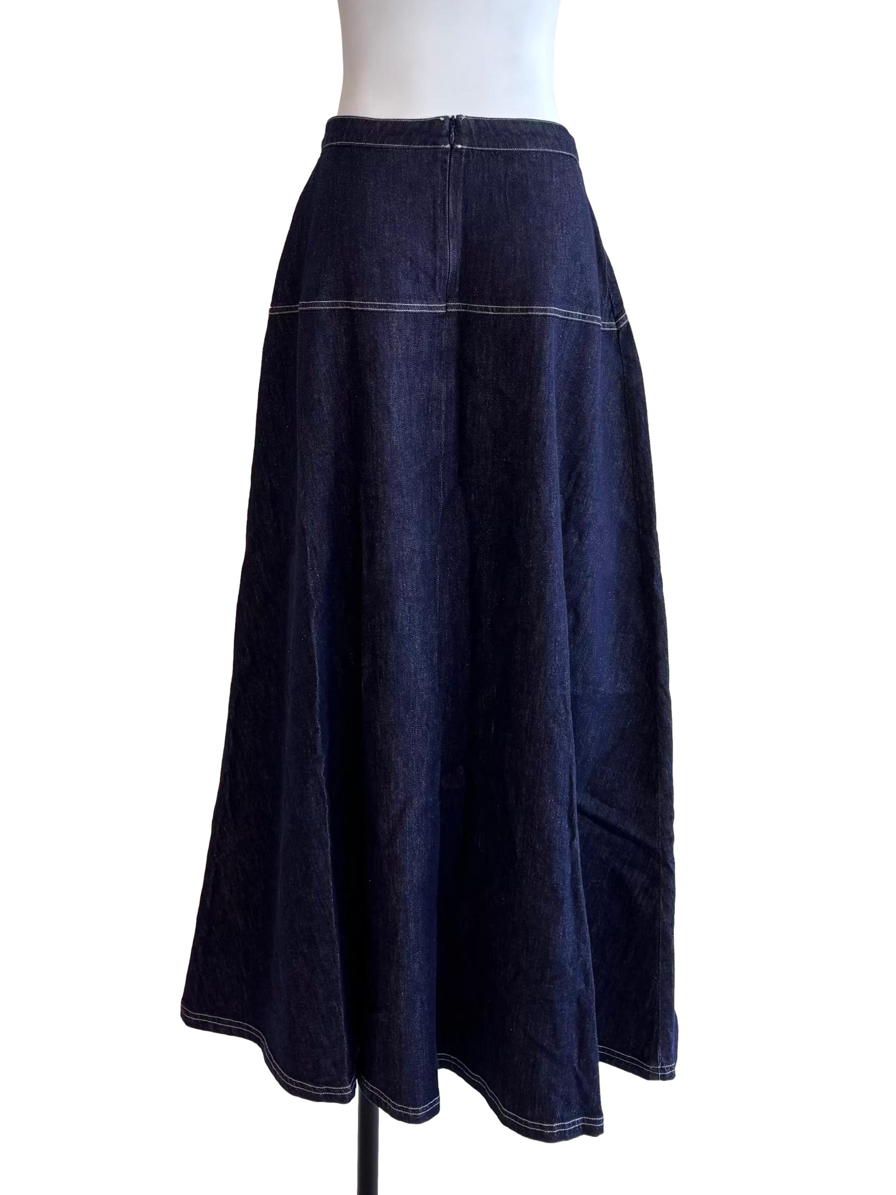 Dark Denim Blue Maxi Skirt