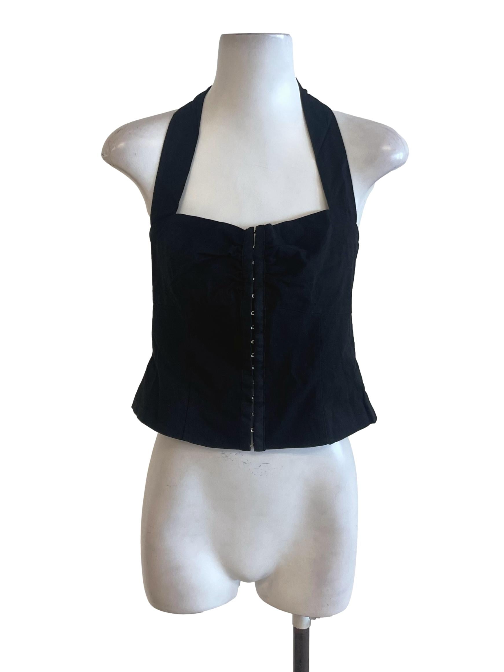 Black Corset-Style Crop Top TTR