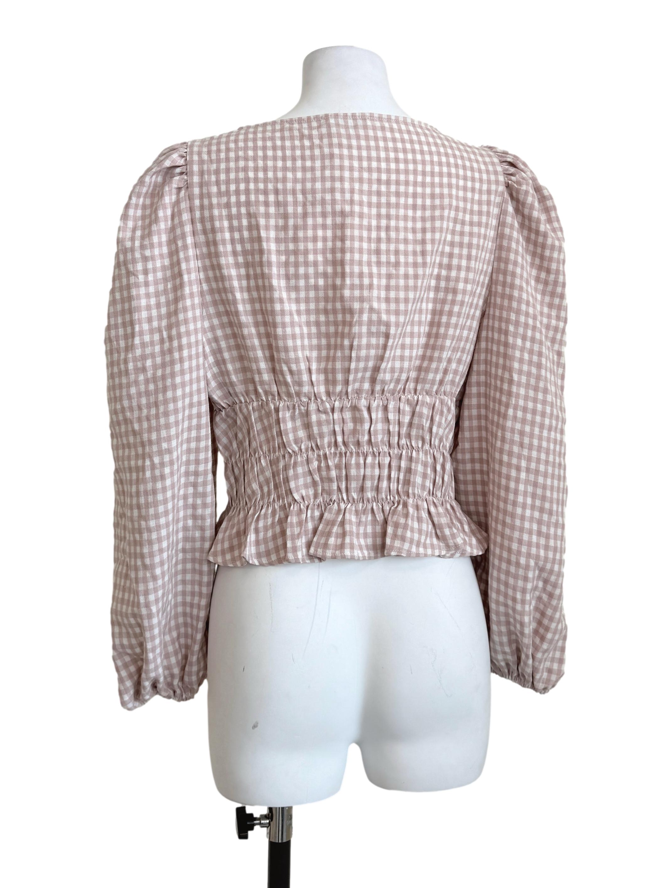 Flamingo Pink Checkered Top